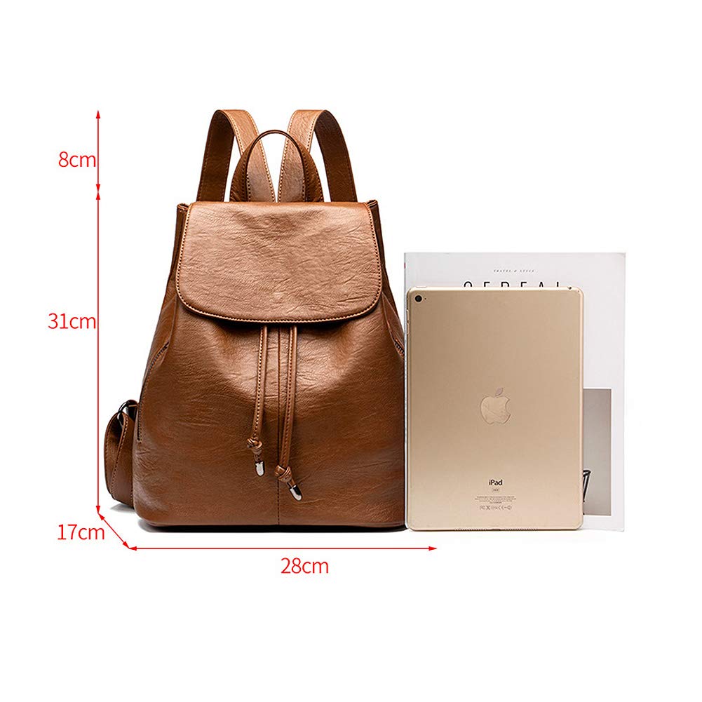 Stylish PU Leather Women's Backpack - Fashionable Drawstring Shoulder Bag for Travel, Work & Daily Use | Trendy Handbag & Casual Purse for College, Commuting & Weekend Outings