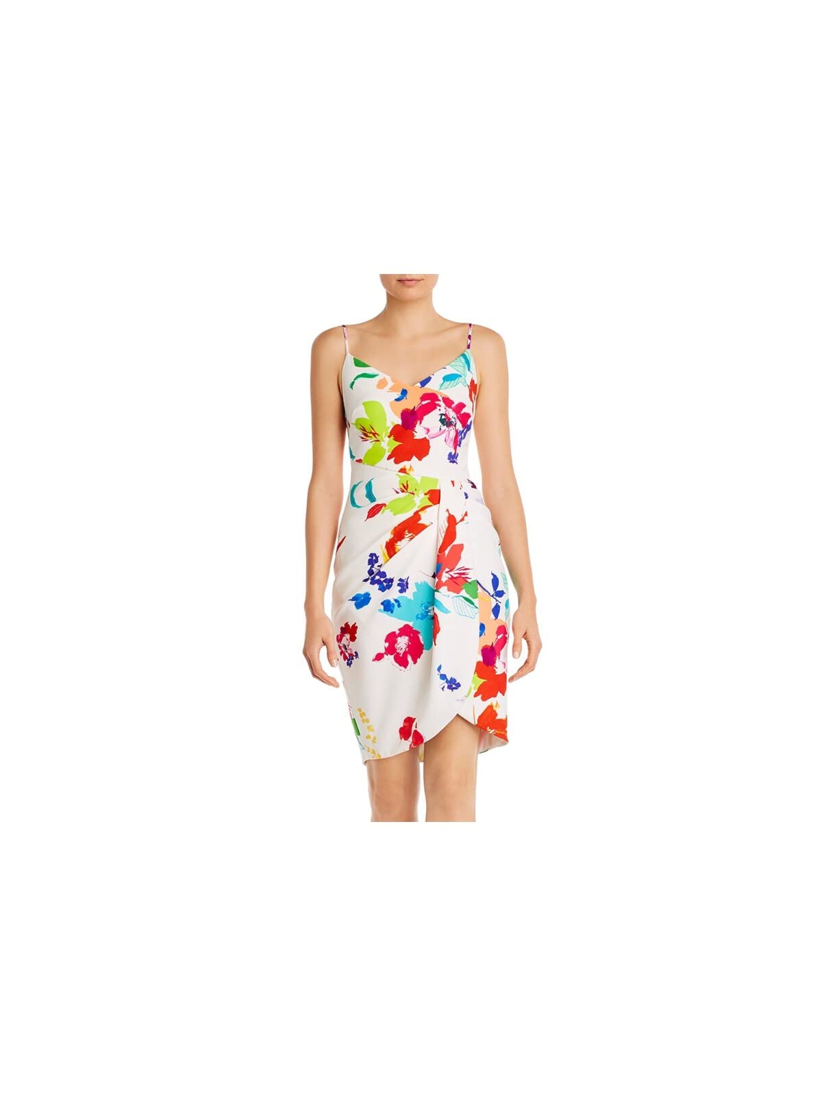 Black Halo Women's Faux Wrap Dress - Elegant Sleeveless Cocktail Dress for Parties, Weddings & Office Wear | Plus Size Options Available
