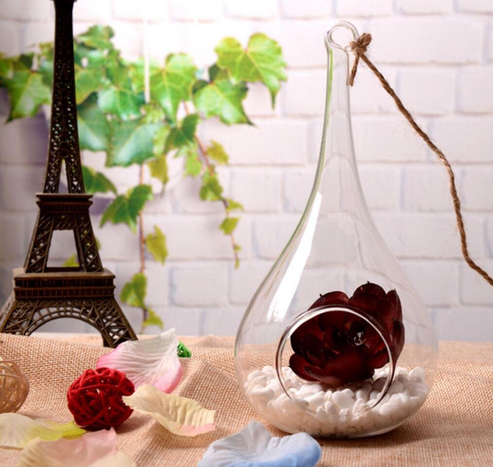 2 Pack Glass Hanging Candle Holders & Succulent Planters - Indoor/Outdoor Decorative Hanging Glass Plant Pots for Air Plants, Flowers & Terrariums - Perfect for Patio, Garden, Balcony & Home Decor