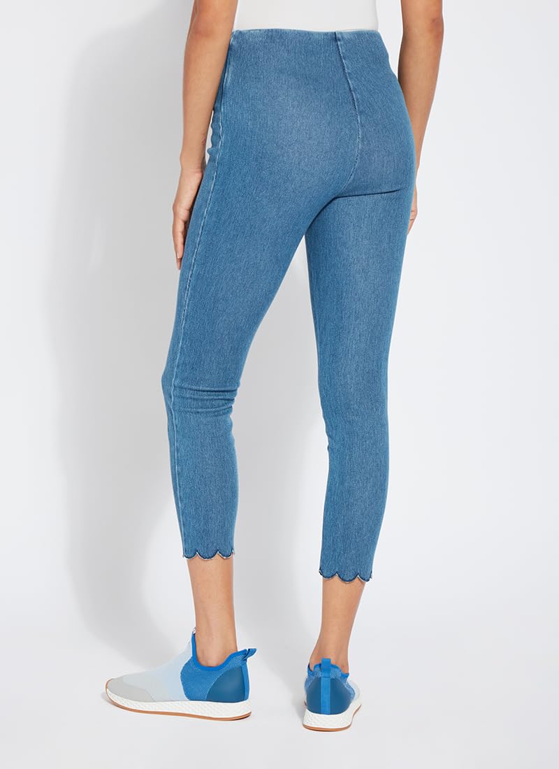 Lyssé Women's Scallop Ankle Jeans - Stretch Denim Cropped Pants with Single Layer Scallop Edging for Casual Outfits & Everyday Wear