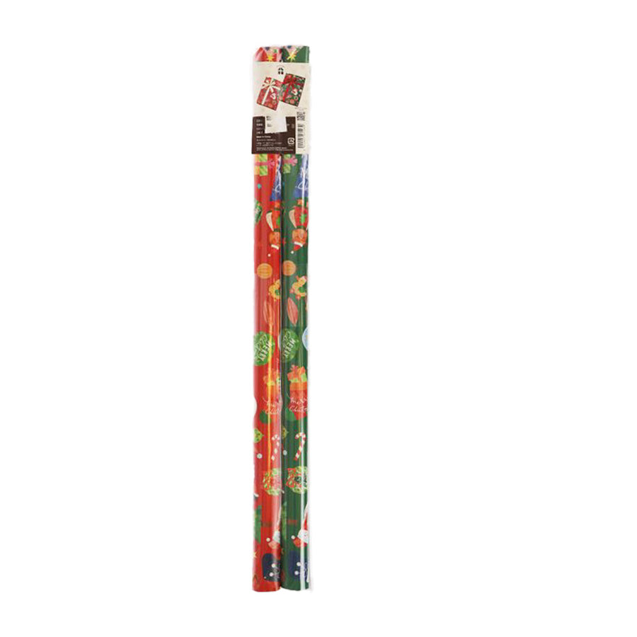 TSUTSUMU Christmas Roll Wrapping Paper 77x53cm (30x21 inches) - 2 Pack Santa Red & Green Holiday Gift Wrap (71gsm) for Xmas Presents, Party Decorations & Festive Gift Wrapping