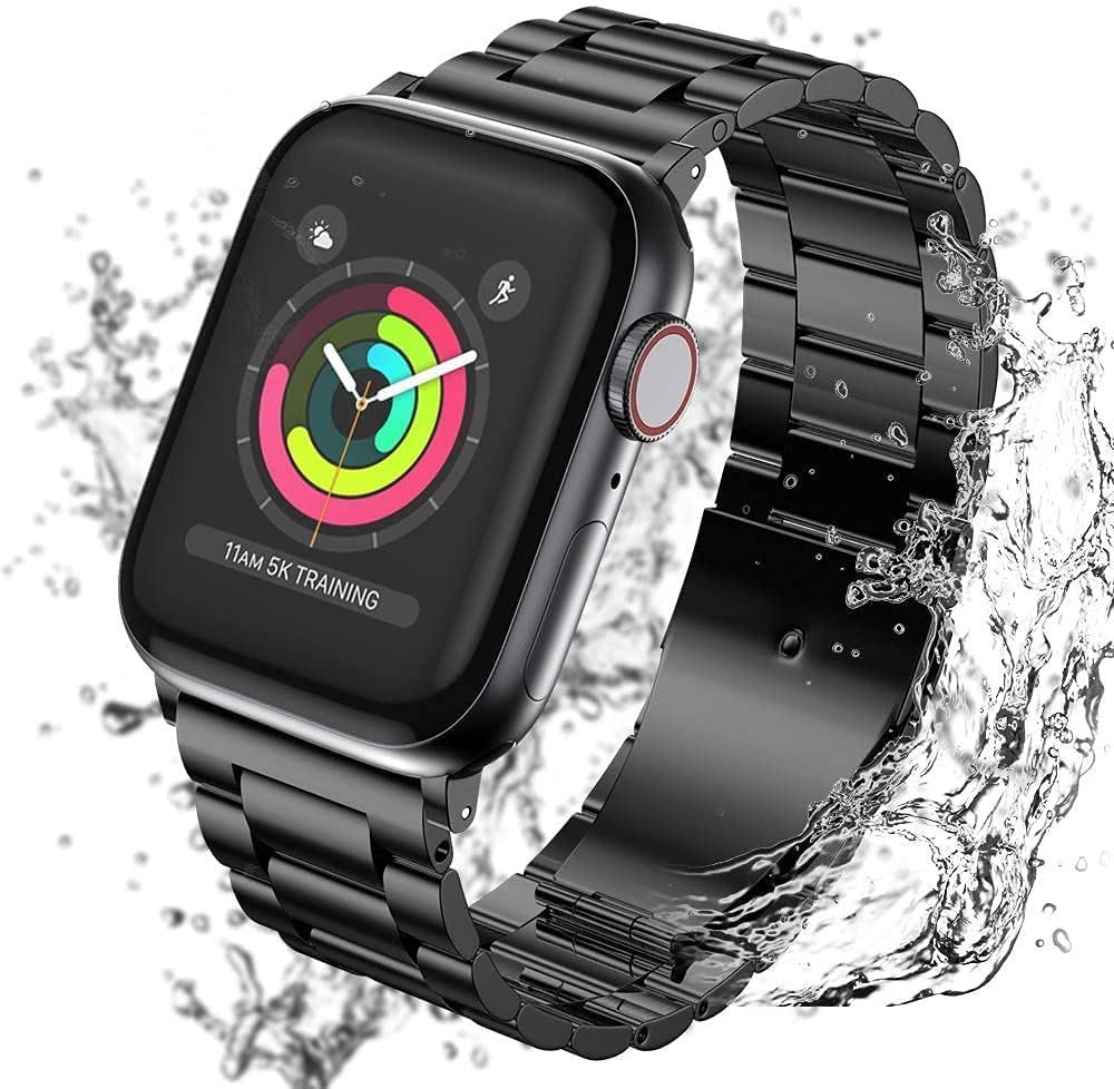 Stainless Steel Apple Watch Band for Series 9/8/7/6/5/4/3/SE/Ultra 2 - Compatible with 49mm 45mm 44mm 42mm 41mm 40mm 38mm - Durable Metal Replacement Strap for Men & Women - Perfect for Business, Workouts & Everyday Wear
