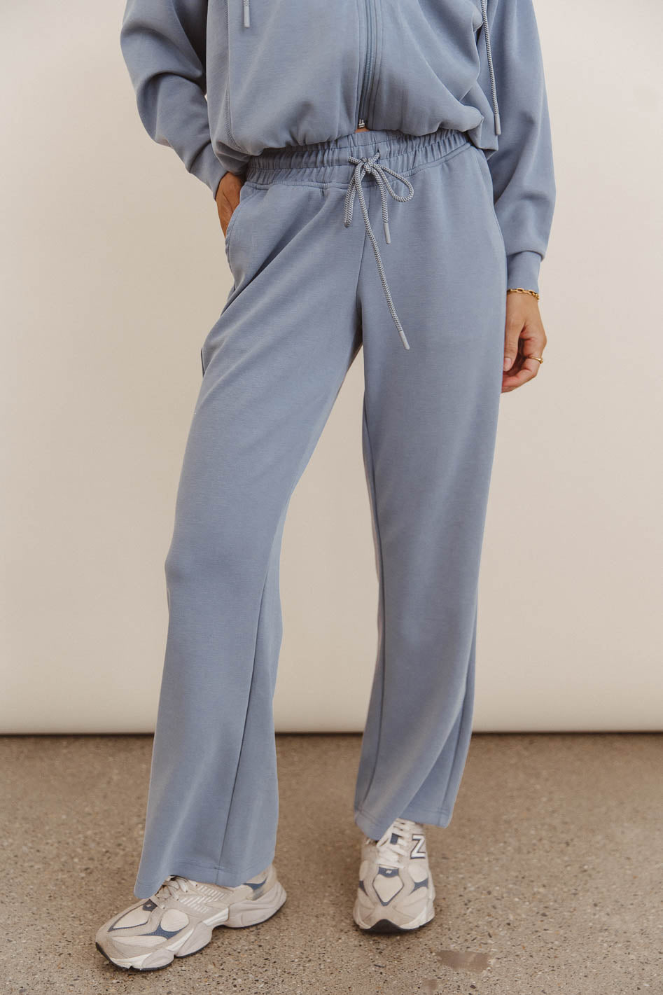 Stylish Blue Balance Wide Leg Pants for Women - Comfortable High Waisted Palazzo Trousers for Casual Wear, Office & Travel