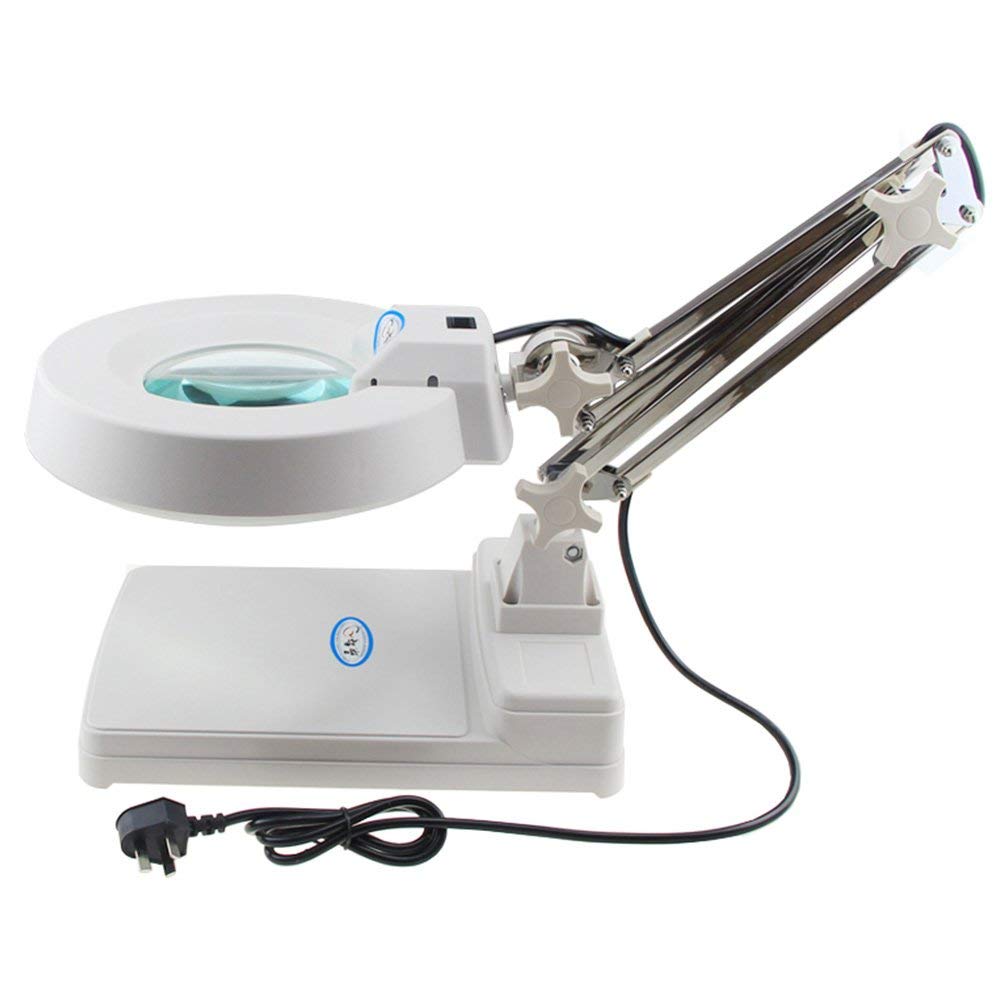 TOPCHANCES 10X LED Desktop Magnifier Lamp with Adjustable Arm - Foldable Lighted Magnifying Glass for Reading, Inspection & Crafts - Perfect for Jewelry Making, Hobbies & Close-up Work