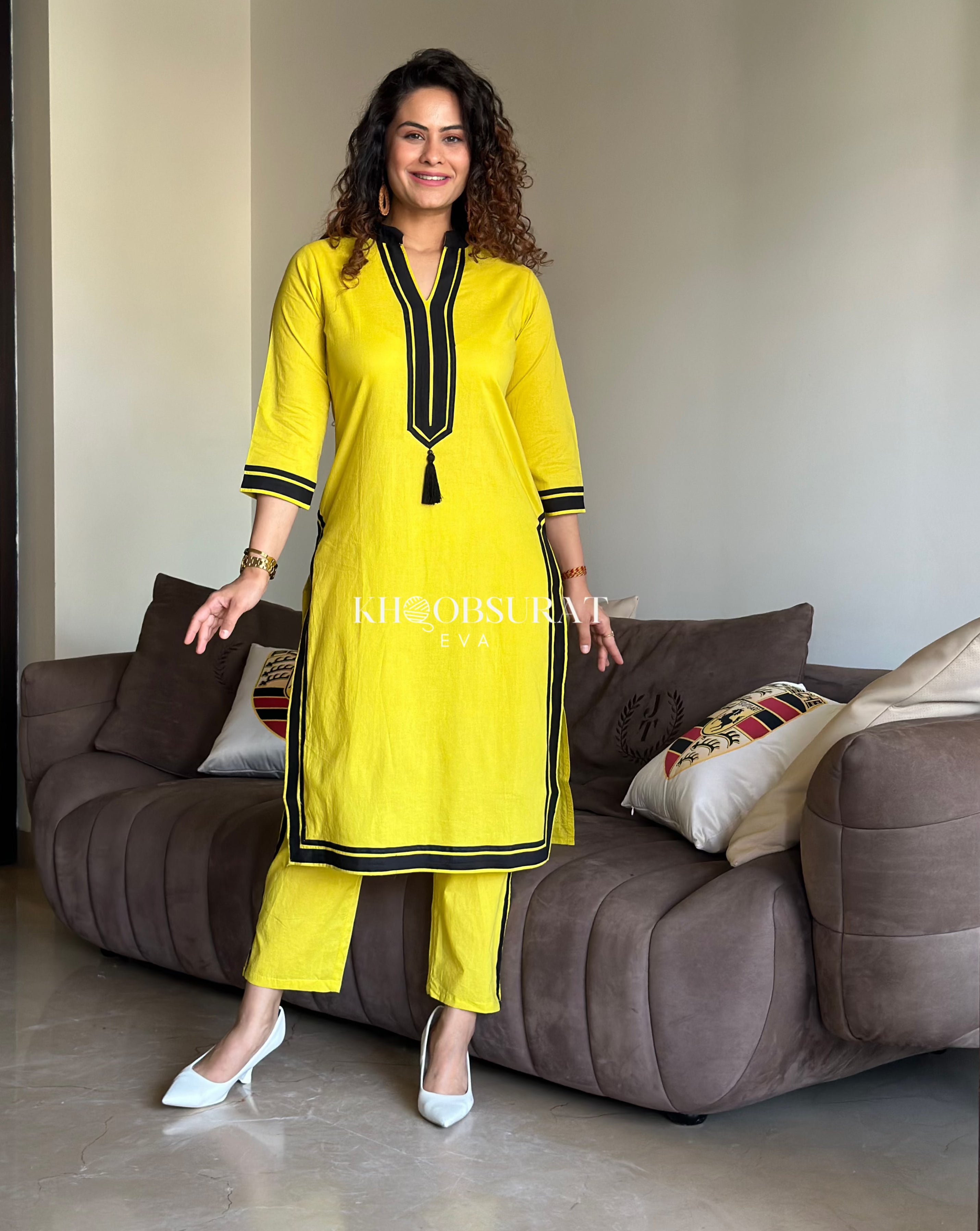 Desi Doll Yellow Kurta Set for Girls - Traditional Indian Ethnic Wear for Festivals, Parties & Special Occasions