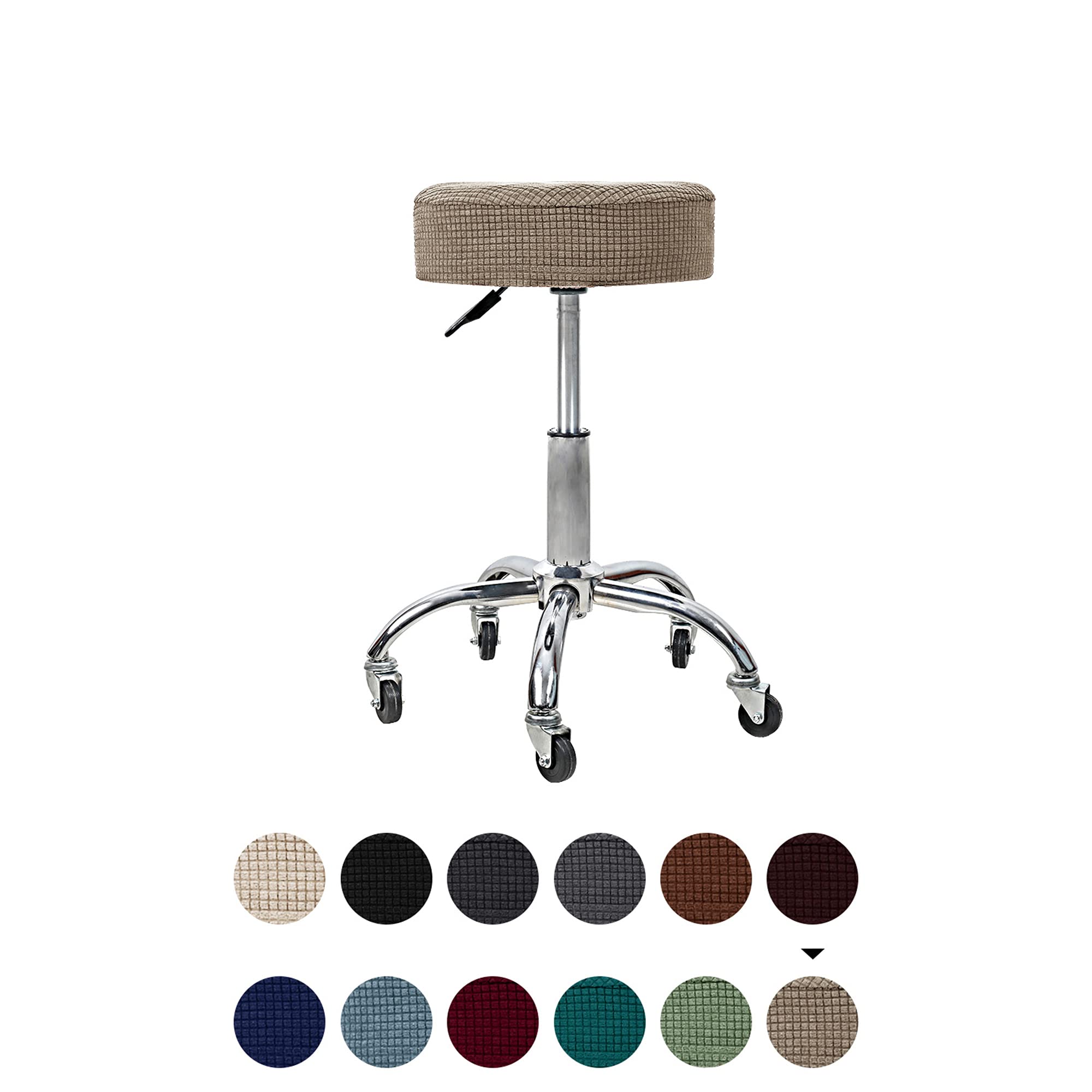 Stretchable Dining Chair Covers - Universal Round Bar Stool Slipcovers - Breathable Washable Seat Protector for Kitchen, Restaurant & Home (1PC, Wine Red) - Perfect for Indoor & Outdoor Use
