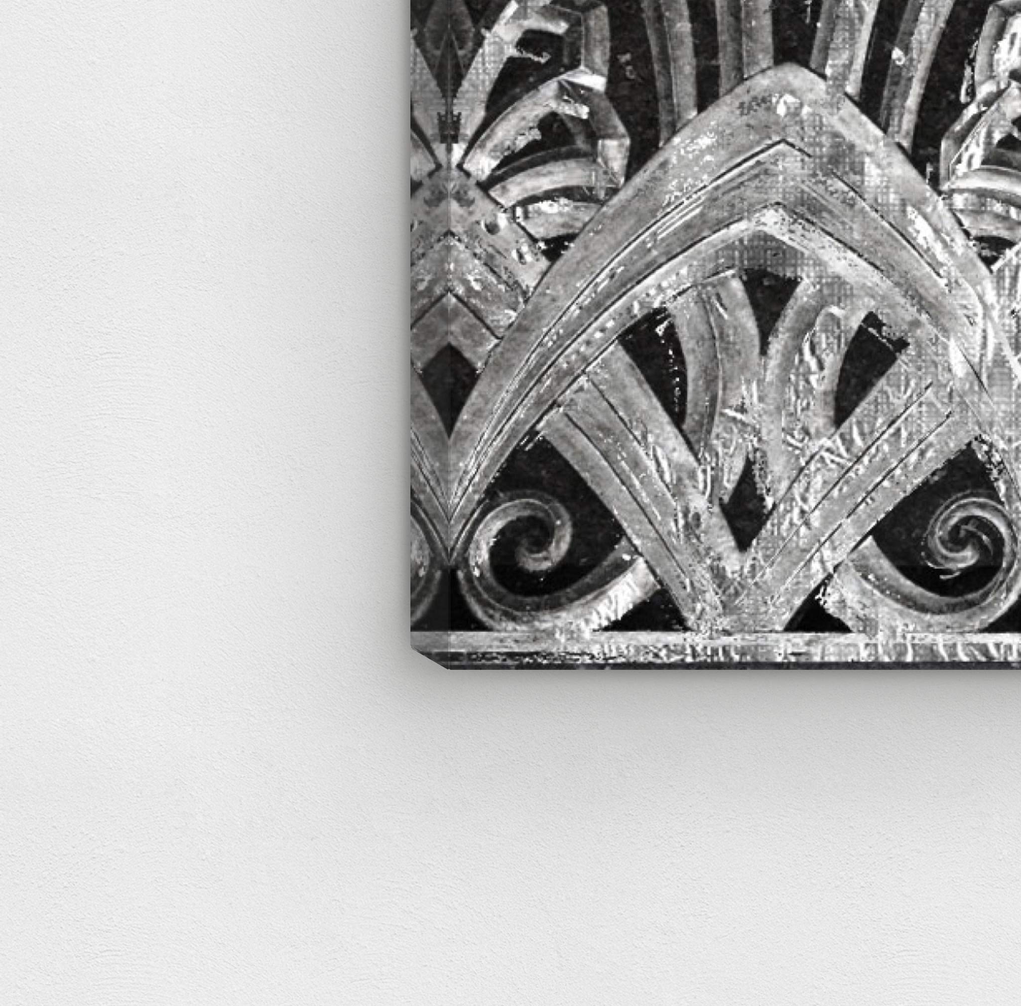 Abstract Wall Art Canvas Print 'Copacabana in Silver' - 30x20 Inch Gray & Black Modern Home Decor | Perfect for Living Room, Bedroom or Office Wall Decoration