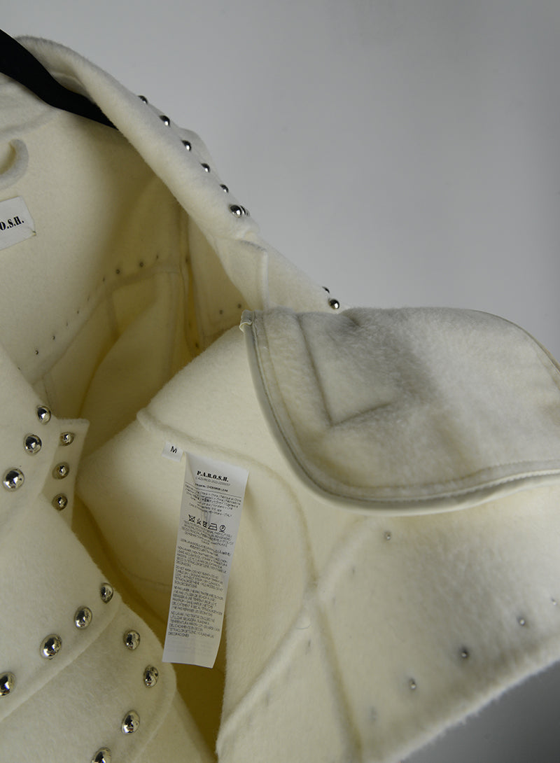 P.A.R.O.S.H. Cream Studded Jacket Size 42 - Stylish Outerwear for Women's Casual & Evening Wear
