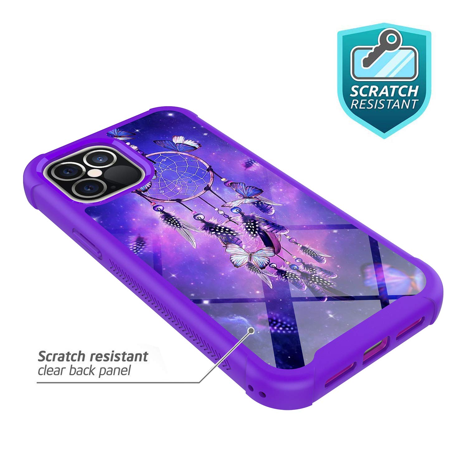 iPhone 12 Pro Max Case 6.7 Inch - Rosebono Hybrid IMD Design, Anti-Scratch Silicone Cover with Fashion Graphic (Dream Catcher) - Perfect for Daily Protection & Style Enhancement