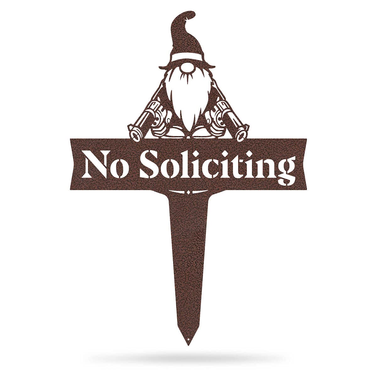 Realsteel No Soliciting Garden Gnome - Funny Yard Decor with Sign for House, Backyard & Front Porch - Unique Outdoor Decorations for Home & Garden (Penny Vein) - Perfect for Deterring Salespeople & Adding Whimsy to Your Landscape