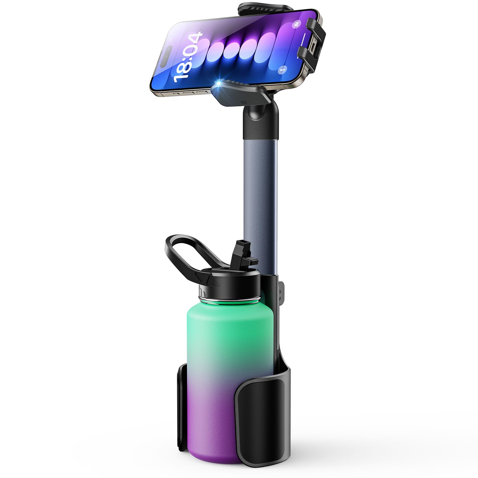 2 in 1 Car Cup Holder & Phone Mount - Universal Aluminum Alloy Car Phone Holder for 2.5-4