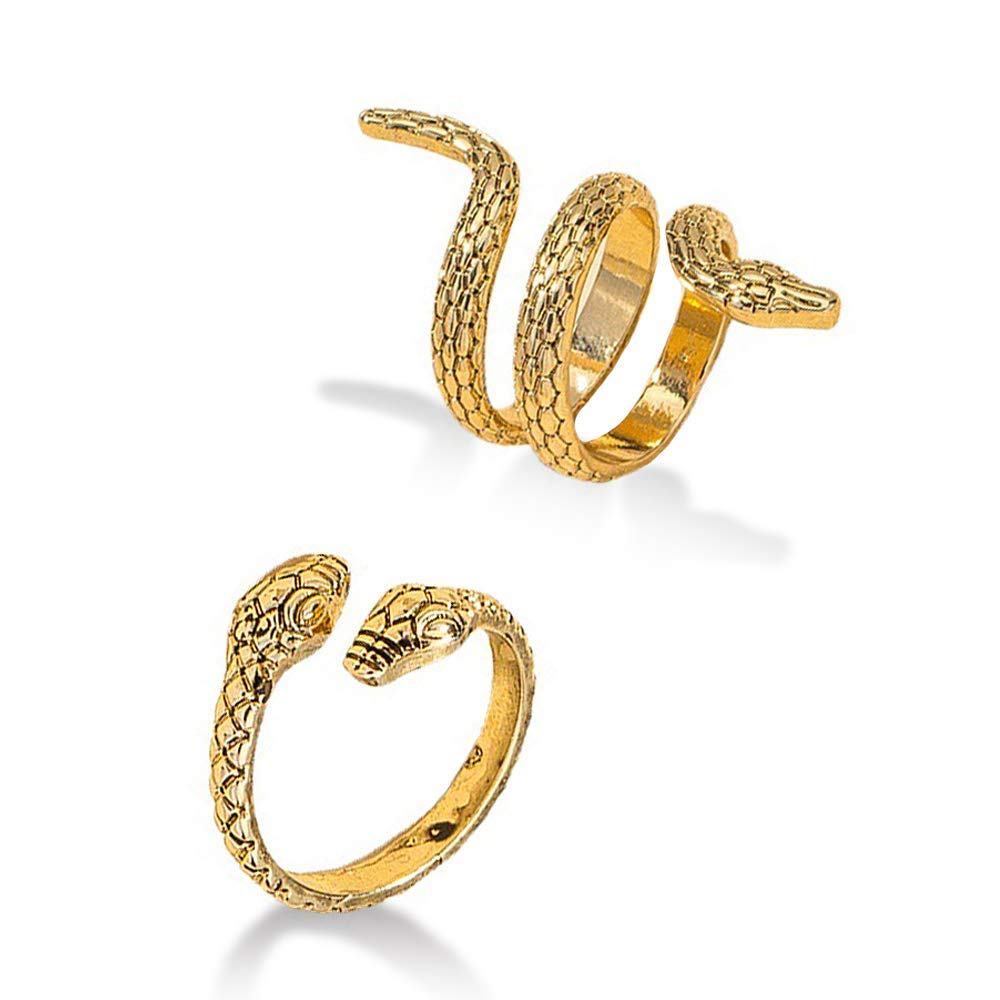 Adjustable Stainless Steel Vintage Snake Ring - Double Snake Head Jewelry Set for Women & Men | Gothic Fashion, Boho Style, Halloween Costume Accessories
