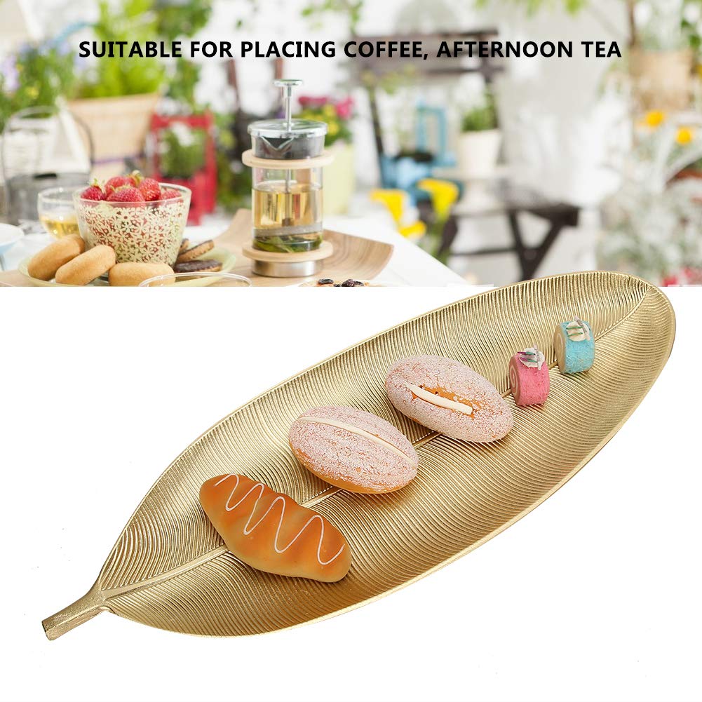 Gold Leaf-Shaped Jewelry Organizer & Serving Tray - Elegant Display for Rings, Fruit, Desserts, Nuts - Perfect for Home Decor, Store Displays & Party Serving (Large Size)