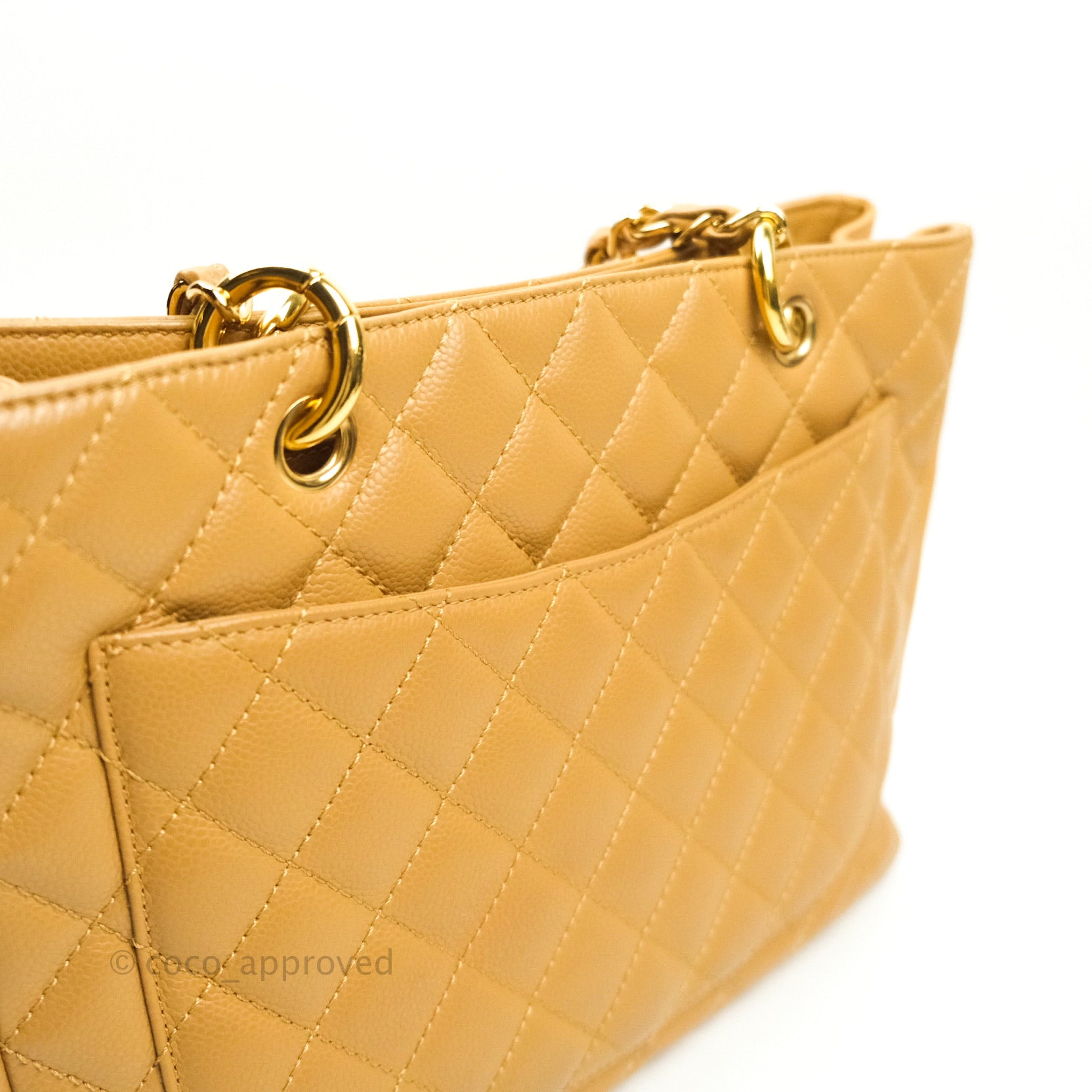 Chanel Caviar Leather Grand Shopping Tote GST Bag - Dark Beige with Gold Hardware | Luxury Designer Handbag for Women, Perfect for Work, Travel & Everyday Use