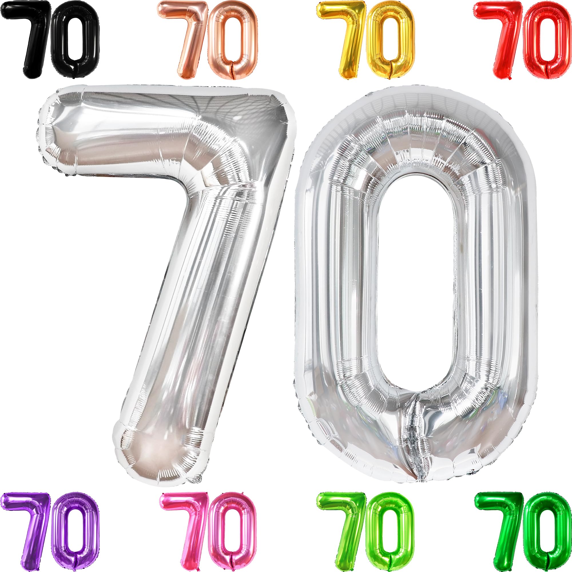 KatchOn Giant 40-Inch Silver 70 Balloon Numbers for 70th Birthday Party Decorations | Large Metallic Balloon Set for Milestone Celebrations, Anniversaries & Retirement Parties | Perfect for Photo Backdrops, Wall Decor & Event Centerpieces