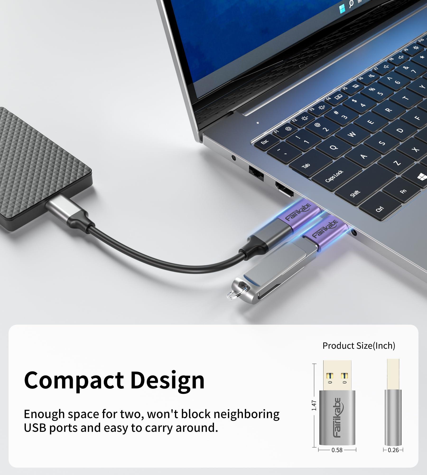 Fairikabe USB A to USB C Adapter 5Gbps High-Speed Data Transfer, USB 3.0 to Type C Converter - Compatible with MacBook, Laptop, PC, Charger, Power Bank (Purple) - Perfect for Office Work, Travel & Mobile Device Charging