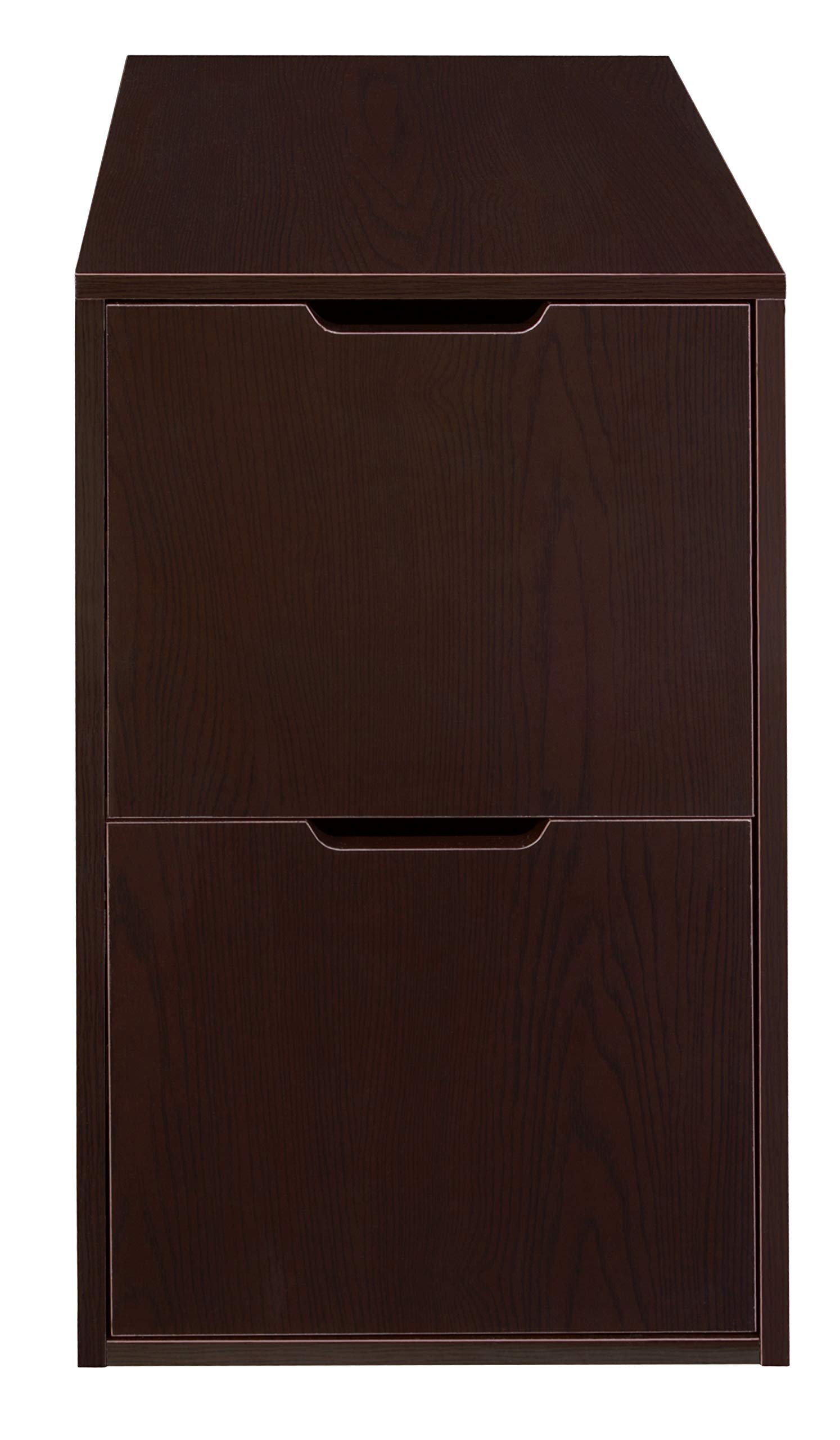 Freestanding Two-Drawer Filing Cabinet with Pedestal - Truffle Brown for Home Office Organization & Document Storage