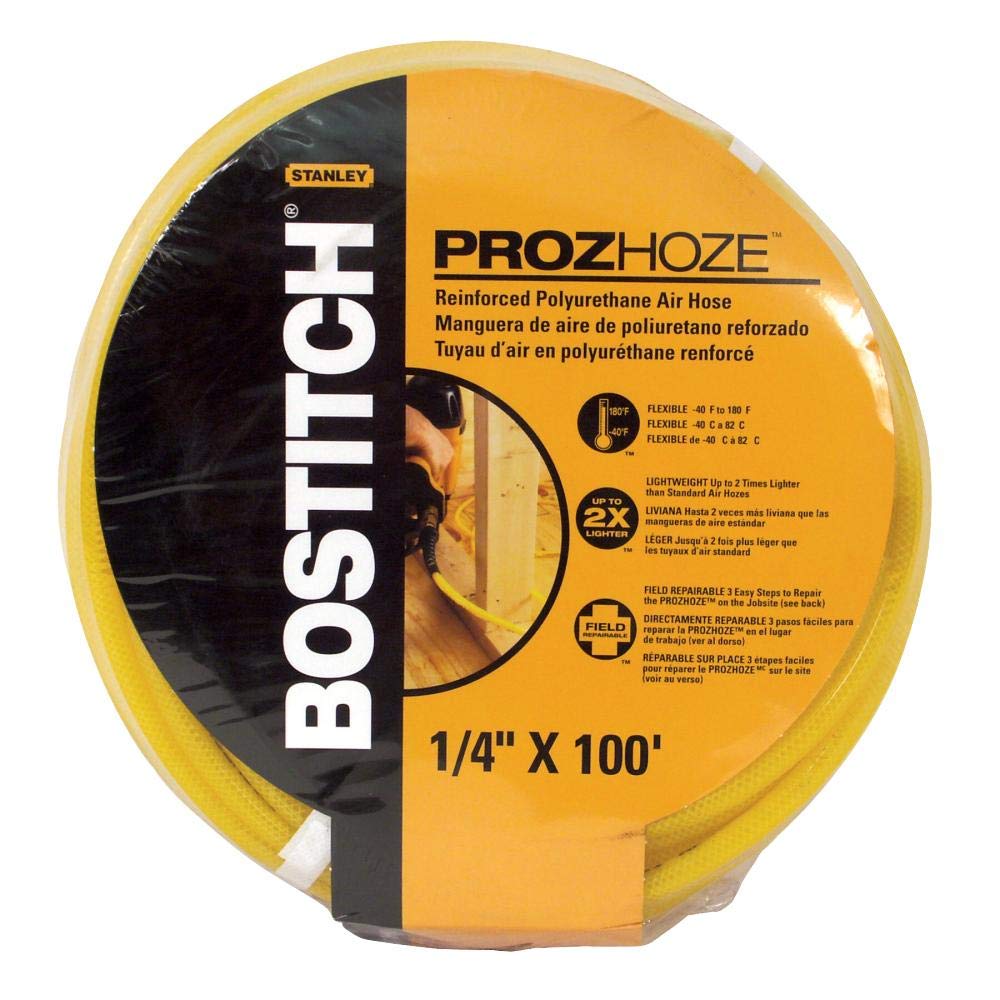 BOSTITCH PRO-14100 1/4-Inch x 100-Feet Heavy Duty Air Hose for Pneumatic Tools - Ideal for Construction, Auto Repair & Workshop Use