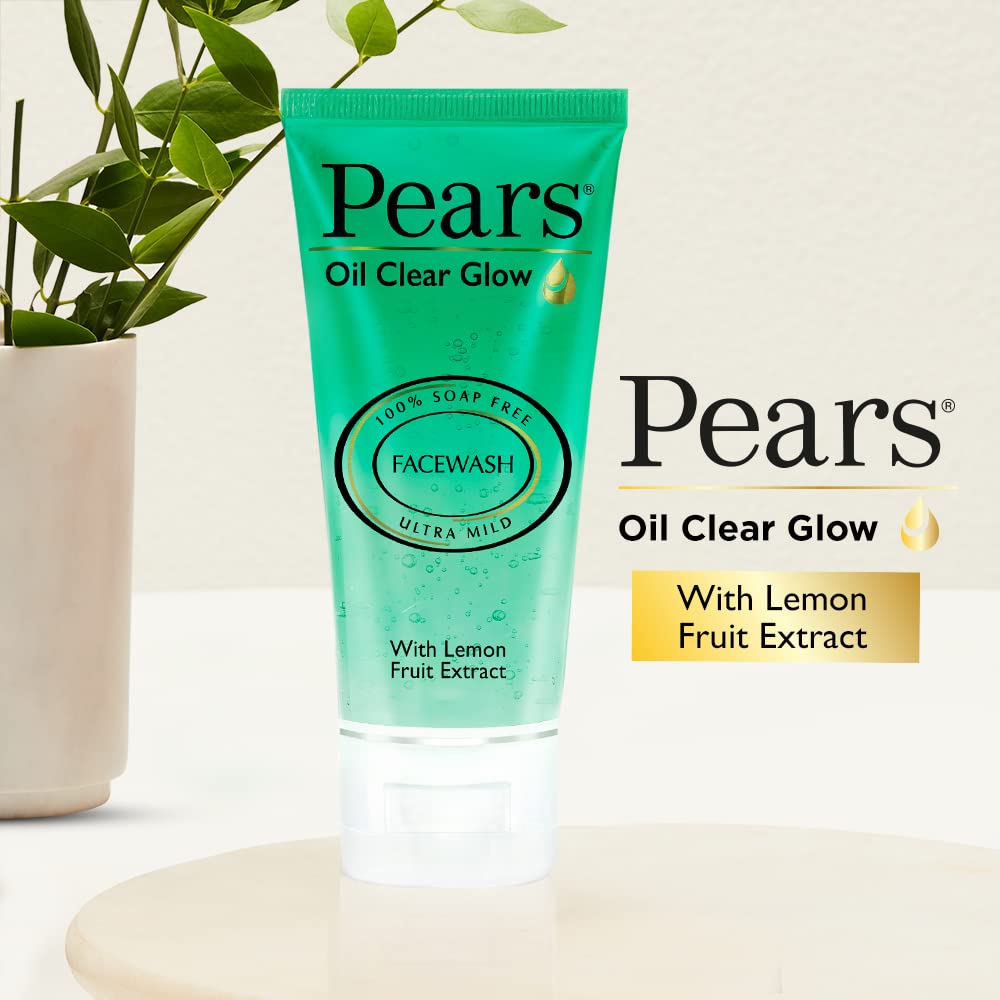 Pears Oil Clear Glow Face Wash for Oily & Acne-Prone Skin - 60gm Gentle Cleanser with Natural Ingredients - Perfect for Daily Skincare Routine & Travel