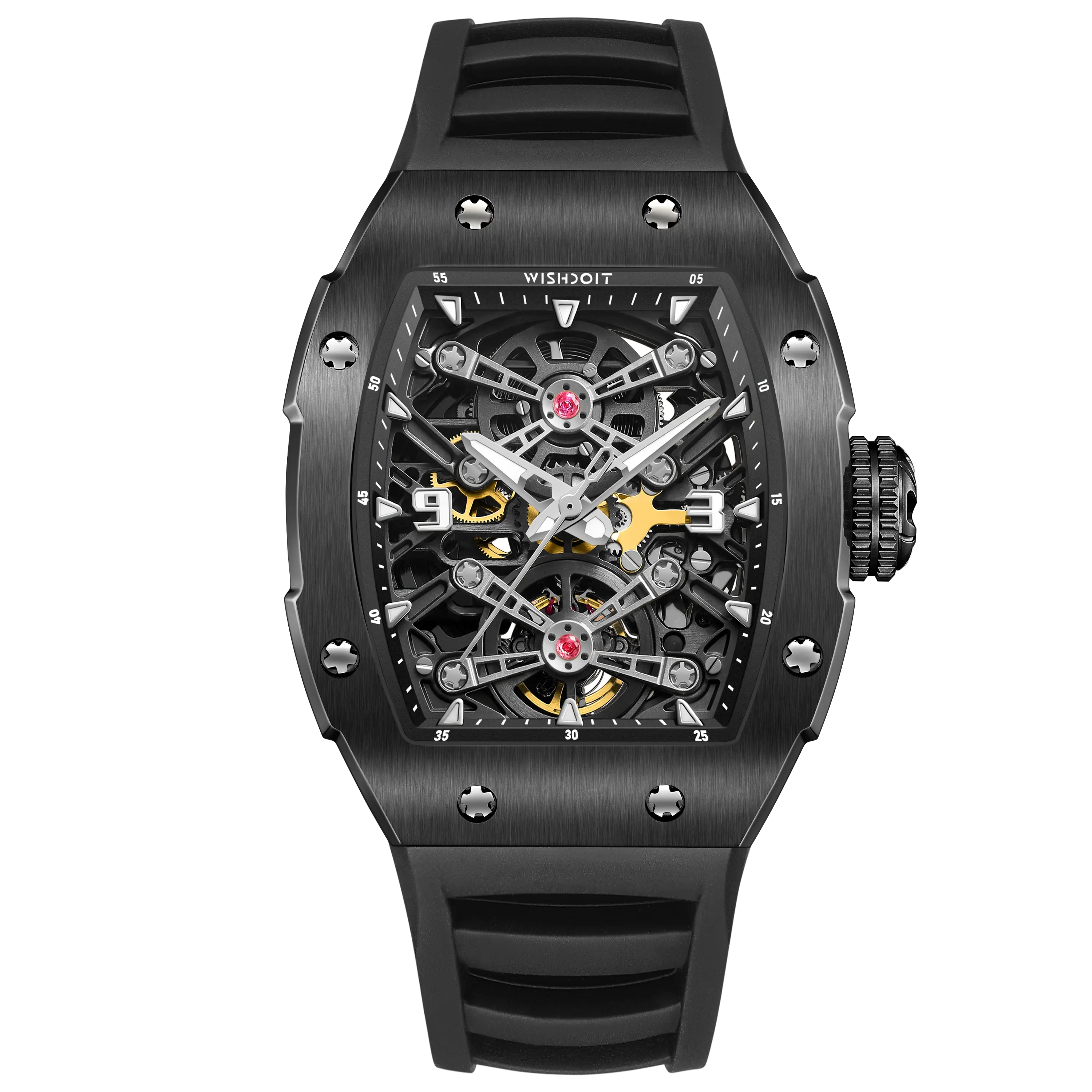 PIRATE Captain Kidd Tonneau Skeleton Mechanical Watch for Men - Vintage Steampunk Style Automatic Wristwatch - Perfect for Costume Parties, Cosplay & Unique Gift Giving