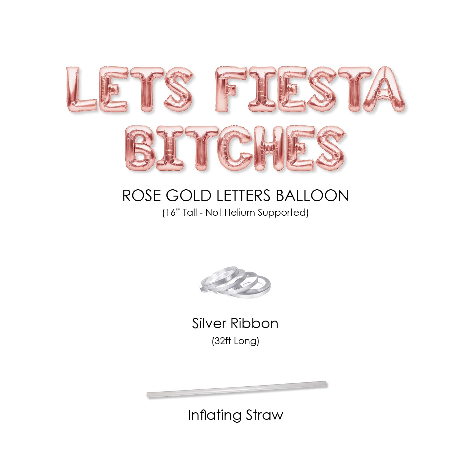 Rose Gold 'Let's Fiesta' Balloon Banner - Bridal Shower, Bachelorette Party & Birthday Decorations | Perfect for Themed Celebrations, Photo Backdrops & Festive Events