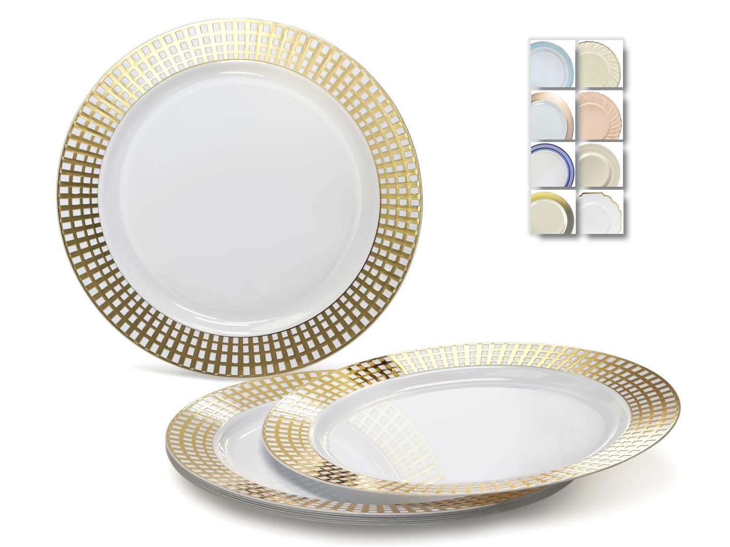 40-Pack Disposable Plastic Plates for Weddings & Parties - 10.25'' Elegant White & Gold Dinner Plates | Perfect for Bridal Showers, Baby Showers, and Formal Events