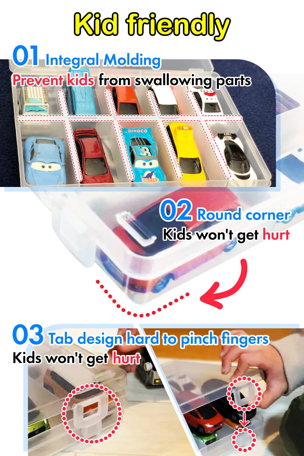 Hot Wheels & Tomica Car Organizers - Transparent Storage Box for 10 Cars - Durable Japan-Made Display Case (Box Only) - Perfect for Collectors & Kids Room Organization