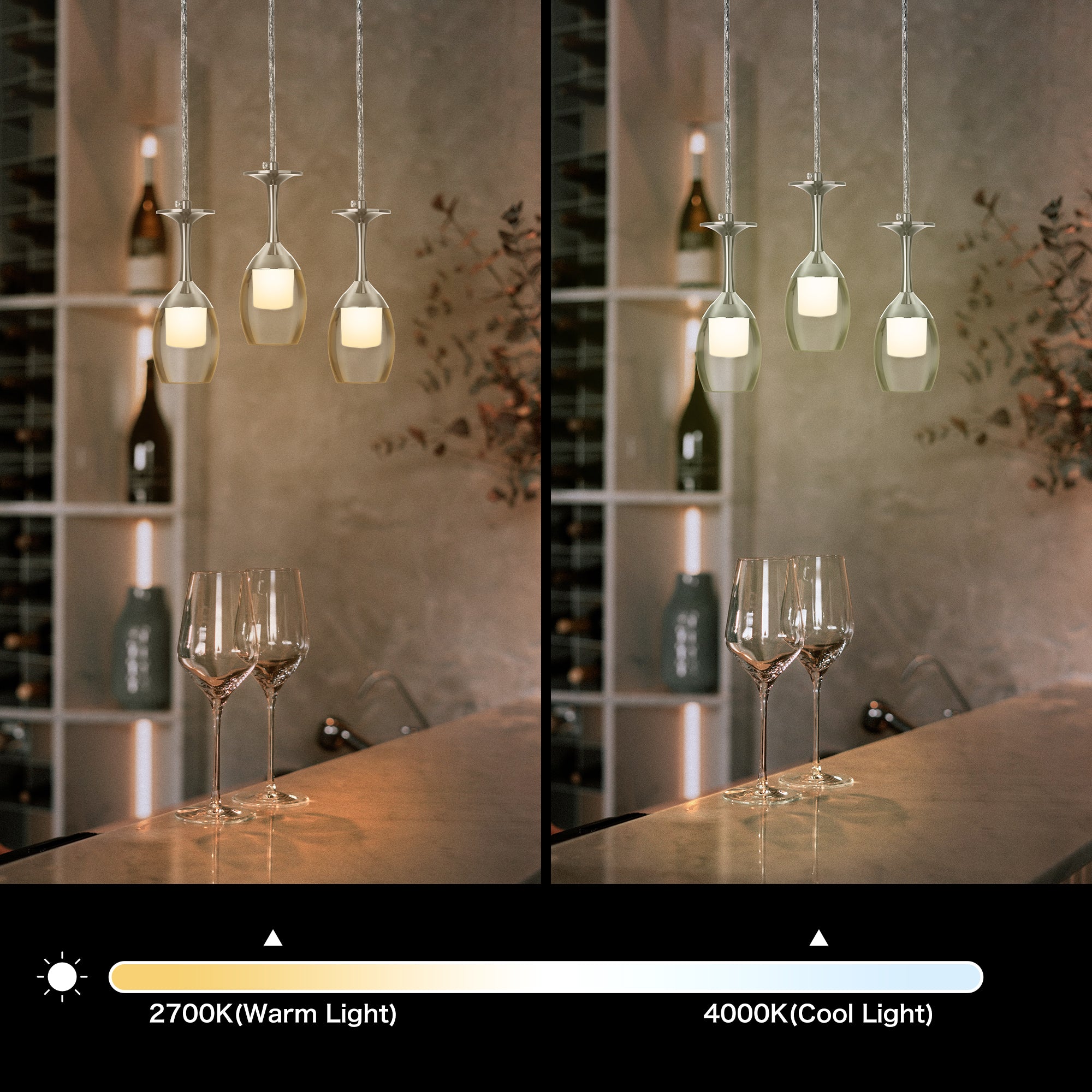 Bacchus Clear Acrylic Red Wine Glass Shaped Smart RGB Pendant Light - Modern LED Hanging Lamp for Dining Room, Bar, and Home Decor