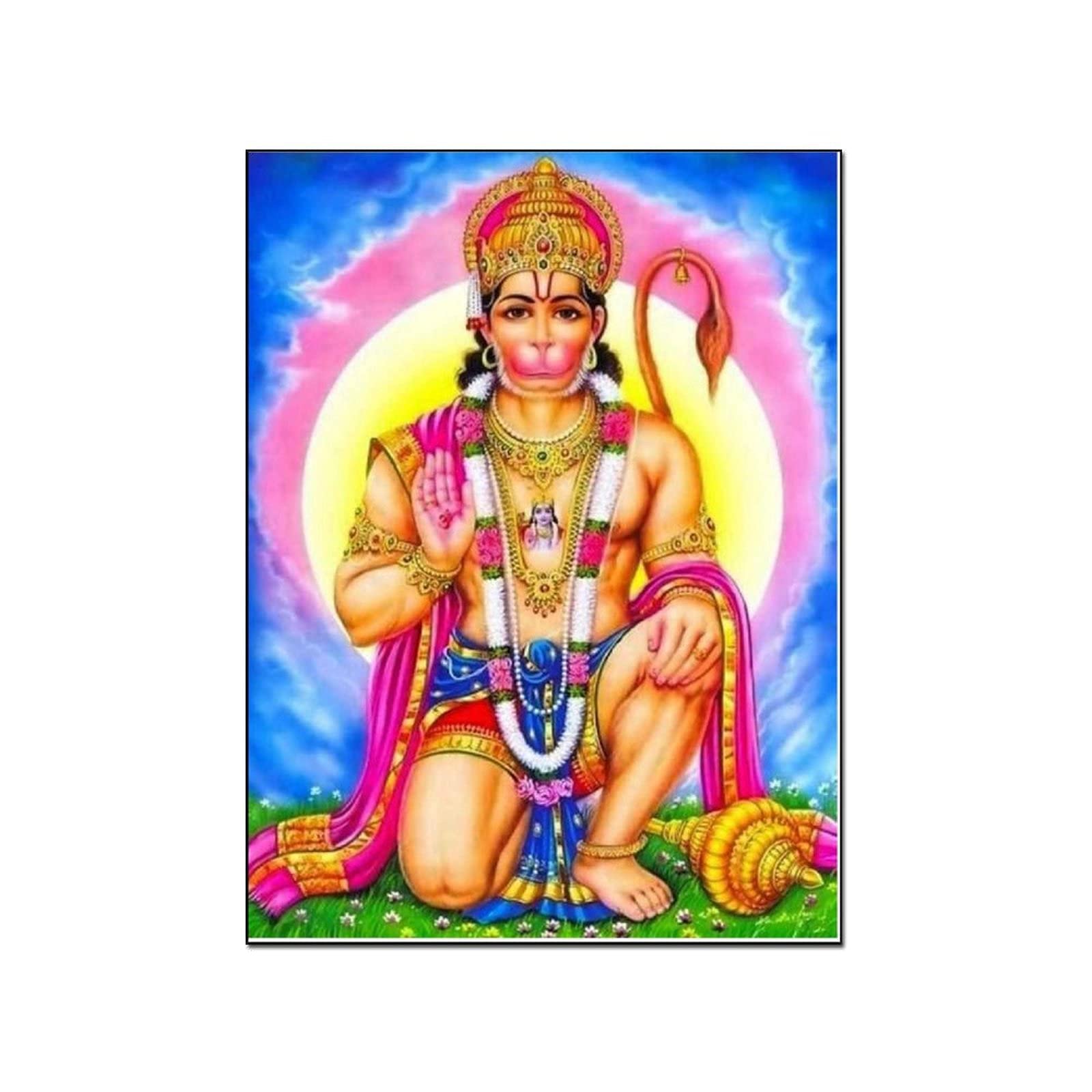 Hanuman Wall Art Canvas Print - Indian God Rama & Hanuman Painting Poster for Home Decor 24x32 Inches (60x80cm) - Perfect for Living Room, Bedroom, or Meditation Space