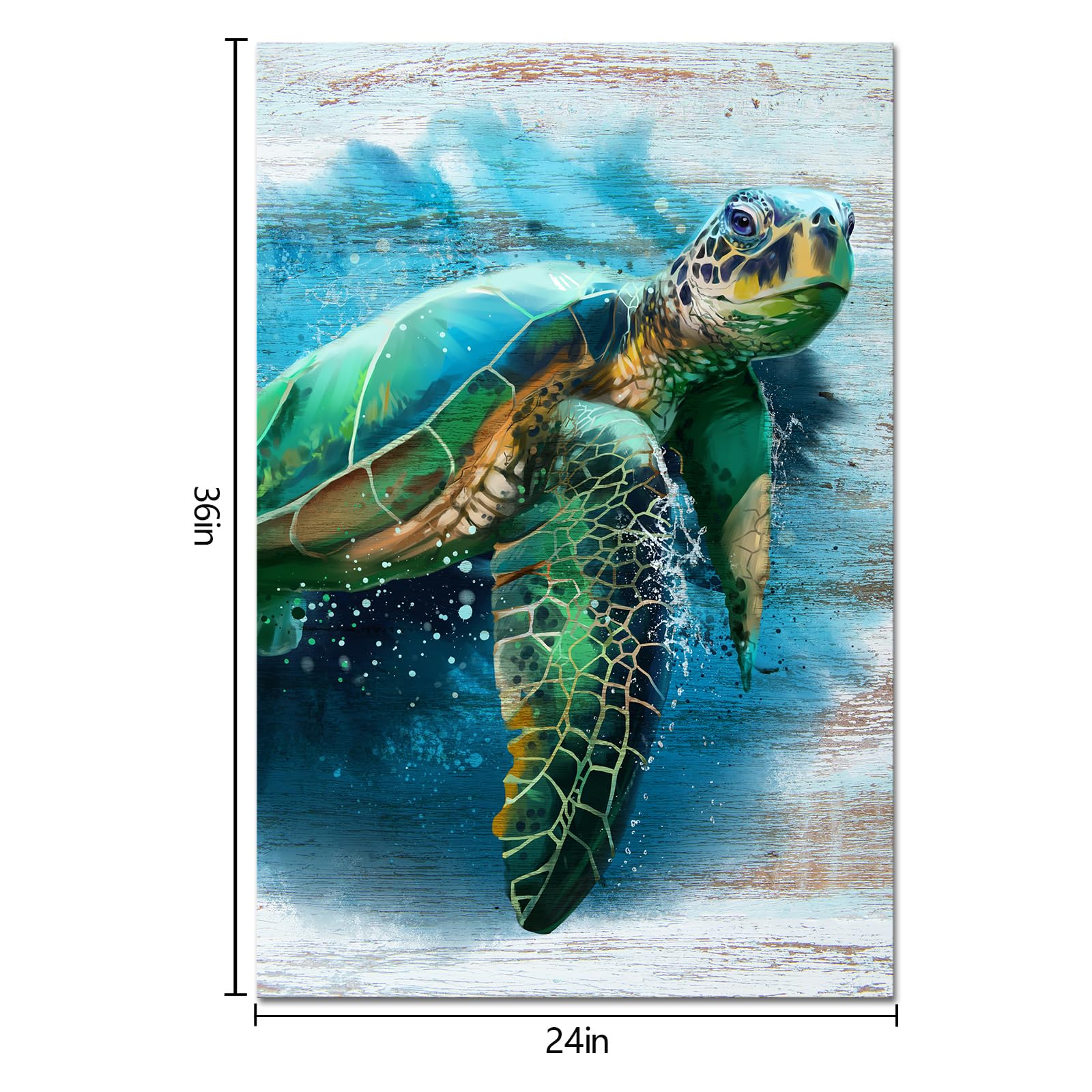 Homeoart Sea Turtle Wall Art - Framed Ocean Theme Canvas Painting for Bathroom Decor, 24x36 Inches - Perfect for Coastal Living Rooms, Beach House Bedrooms & Spa Bathrooms