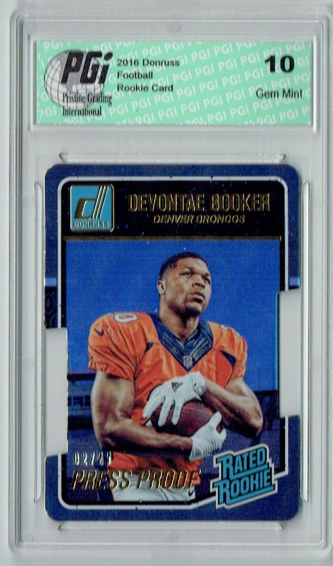 Devontae Booker 2016 Donruss Rated Rookie #366 PGI 10 Gem Mint Football Card - Limited Edition of 25 - Perfect for NFL Collectors, Sports Memorabilia Enthusiasts, and Investment Collectibles