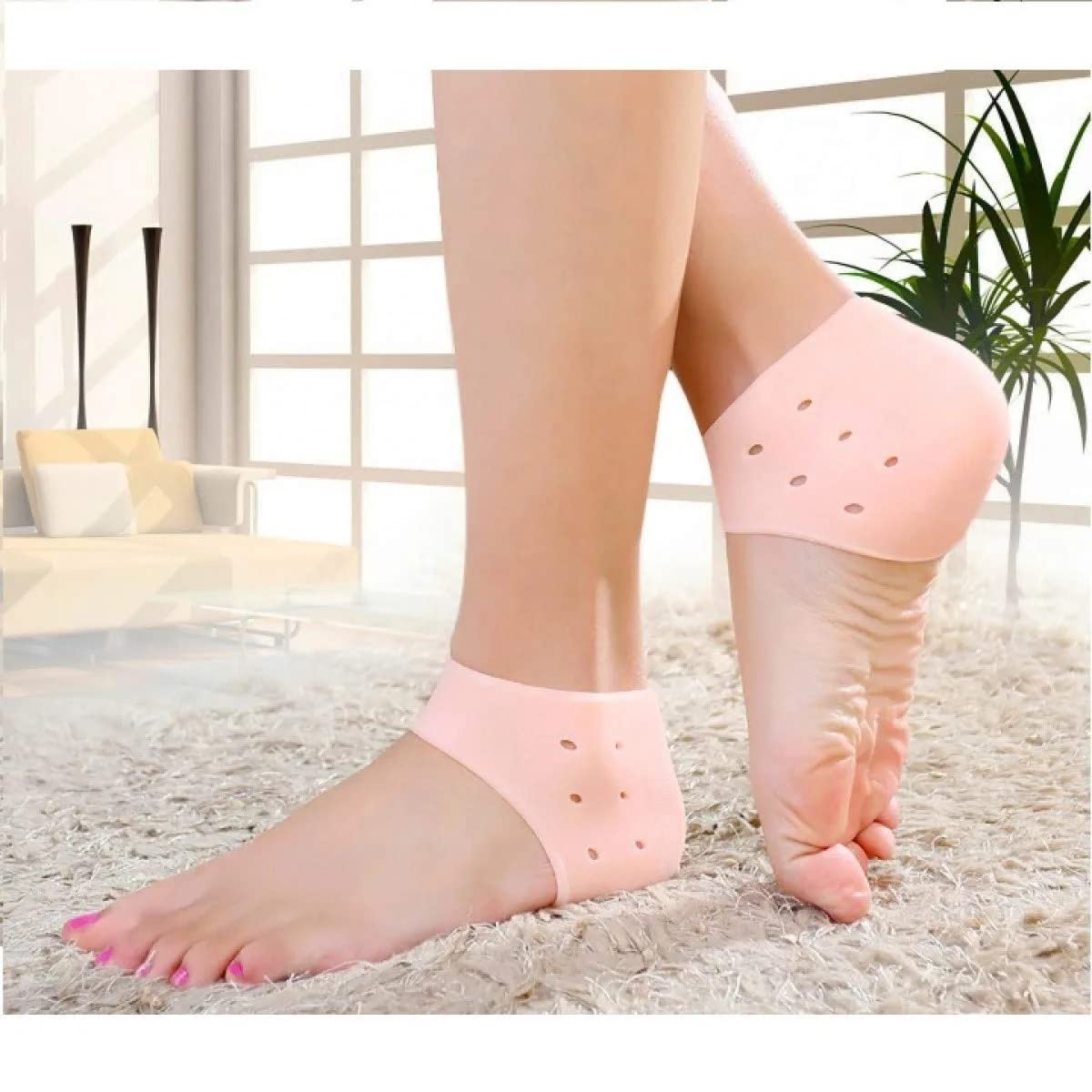 Panda Anti Crack Silicone Half Gel Heel & Foot Protector (2 Pairs) - Moisturizing Socks for Men & Women | Pain Relief, Heel Crack Prevention | Perfect for Dry Feet, Cracked Heels & Overnight Foot Care | Free Size