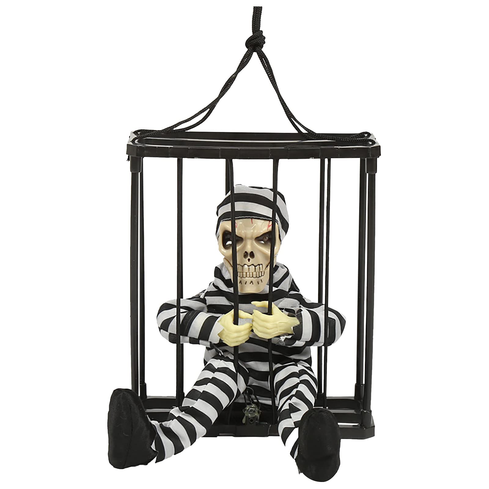 Spooky Halloween Decorations with Sound & Light - Skeleton Prisoner Desk Accessories, Horror Home Decor & Unique Halloween Gifts for Office, Party & Haunted House Decorating