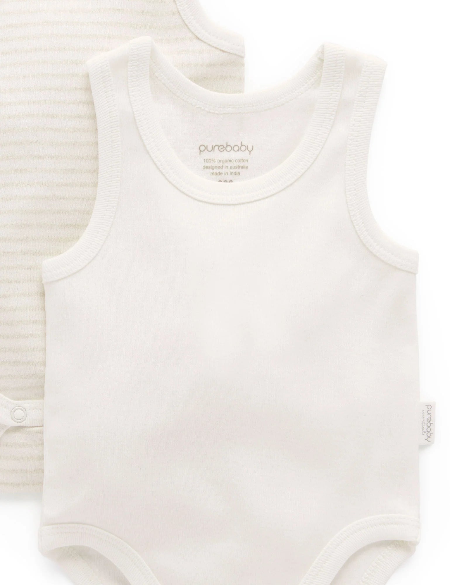 Purebaby Organic Cotton Baby Bodysuit 2-Pack - Soft Wheat Color for Newborns & Infants - Perfect for Everyday Wear, Sleep & Playtime