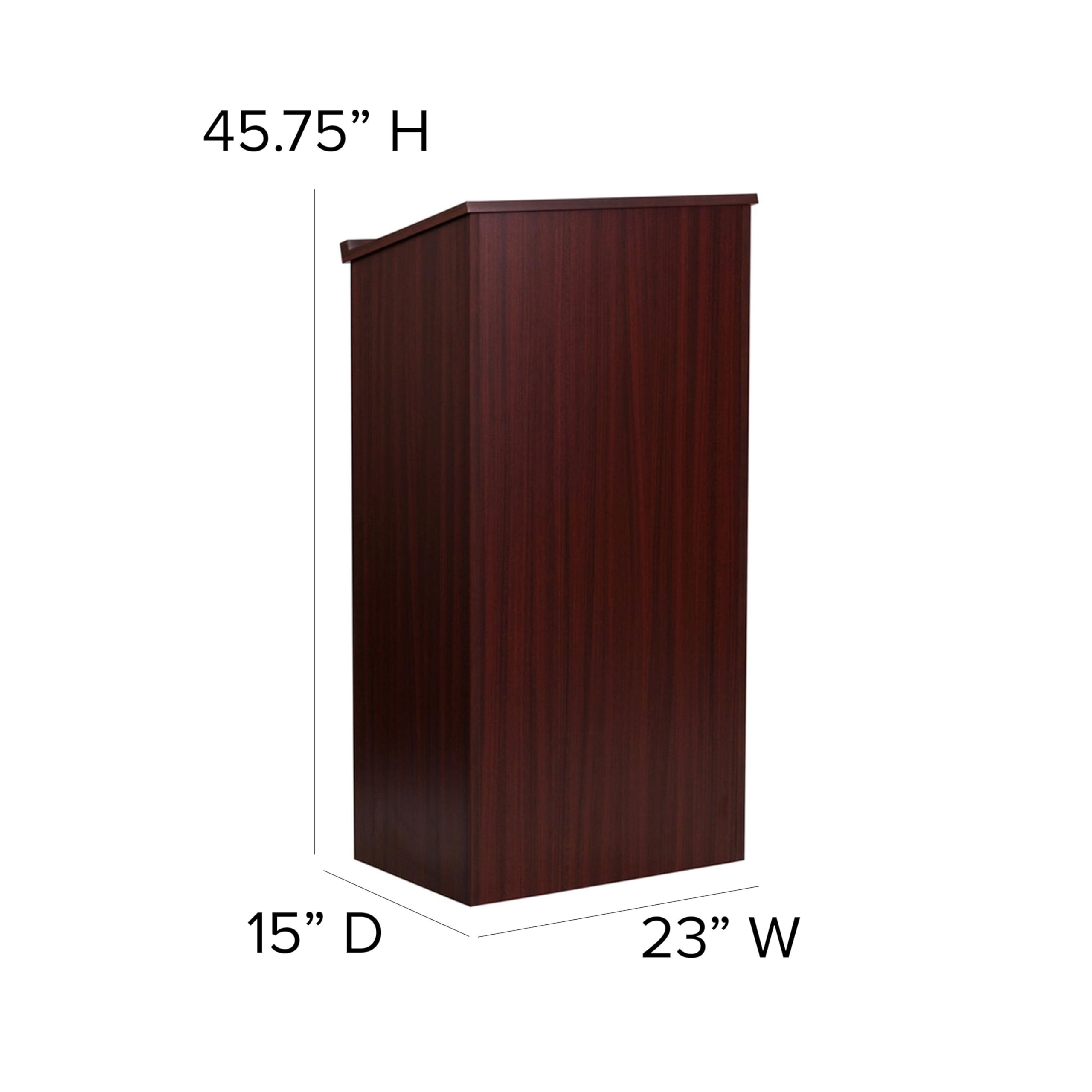 Flash Furniture Mysta Mahogany Stand-Up Lectern - Adjustable Height Podium for Public Speaking, Church, Classroom & Conference Presentations