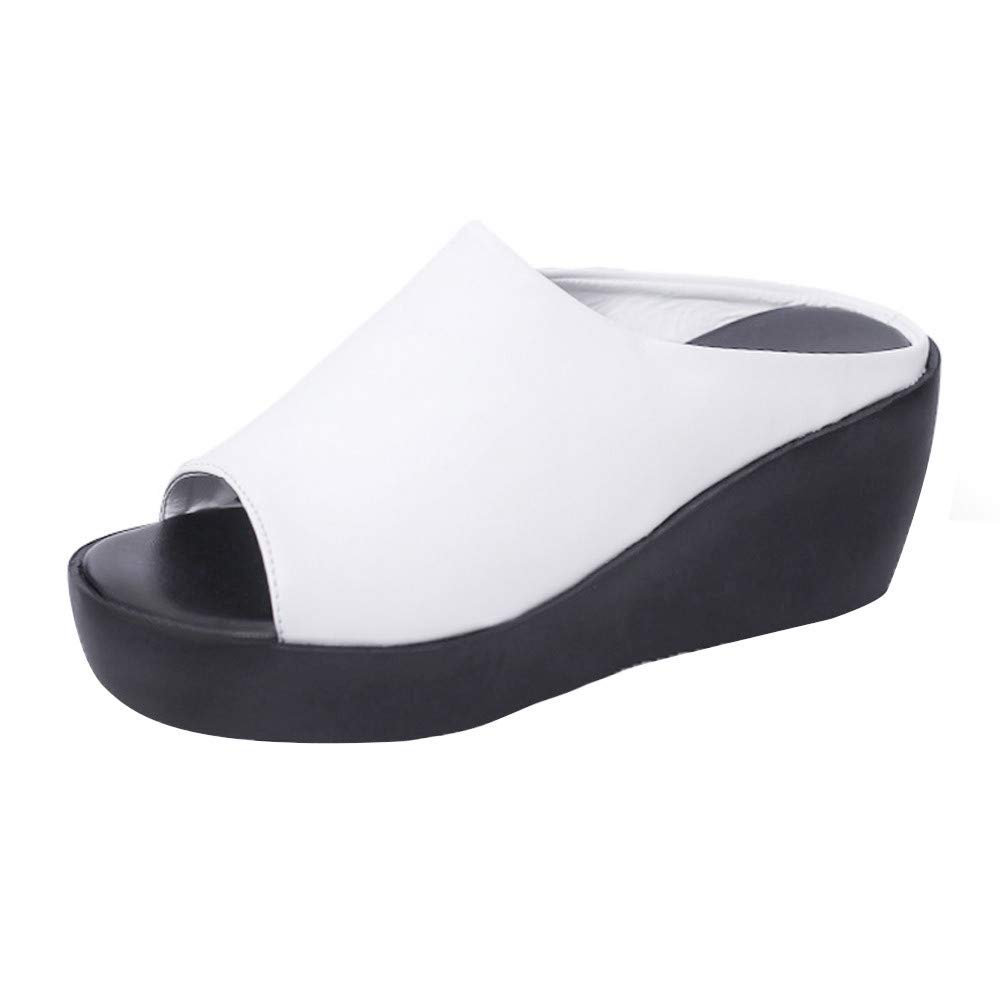 Women's Summer Casual Sandals - Breathable Fish Mouth Flip Flops with Thick Sole for Beach, Pool & Outdoor Wear (White, Size 35)