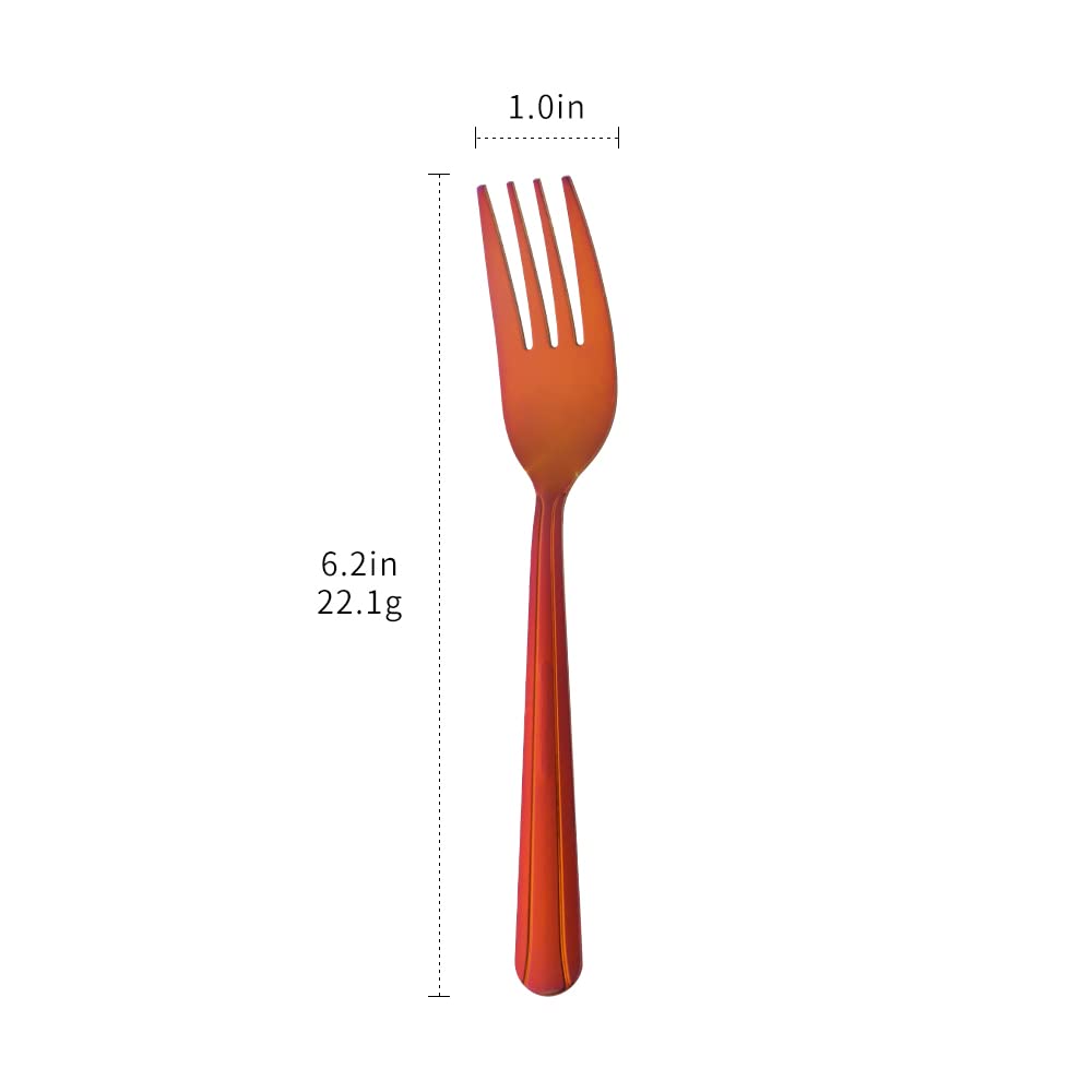 QIBOMOON 12-Piece Stainless Steel Salad Forks Set - 6.2 Inch Appetizer & Dessert Forks in Magic Red - Perfect for Dinner Parties, Picnics, and Home Dining
