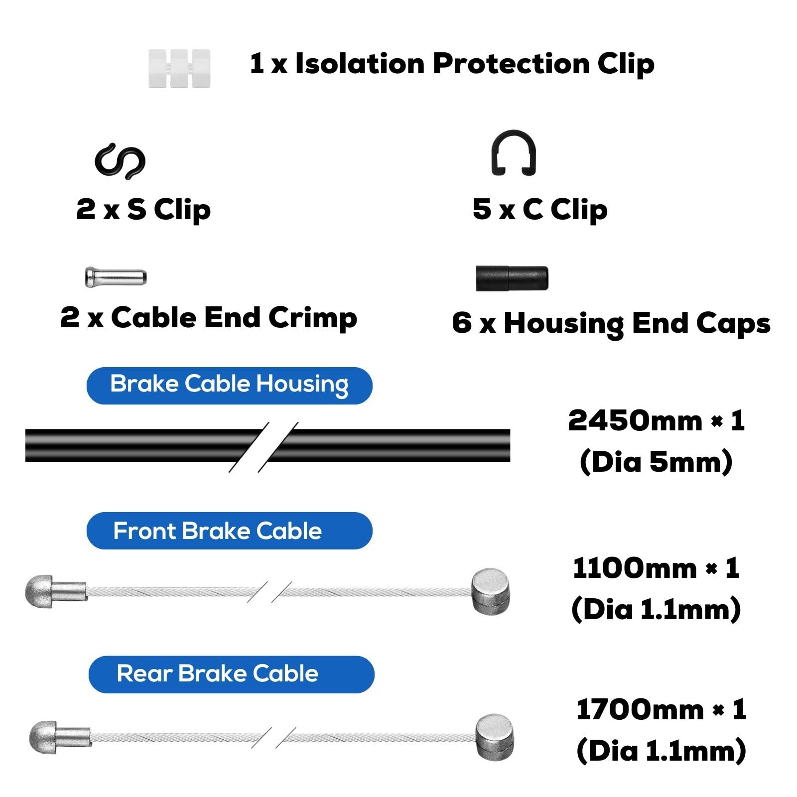 Corki Cycles Universal Bike Brake Cable Housing Kit - Compatible with Mountain & Road Bicycles - Durable Black Brake Cable Covers - Perfect for Cycling, Commuting & Outdoor Adventures