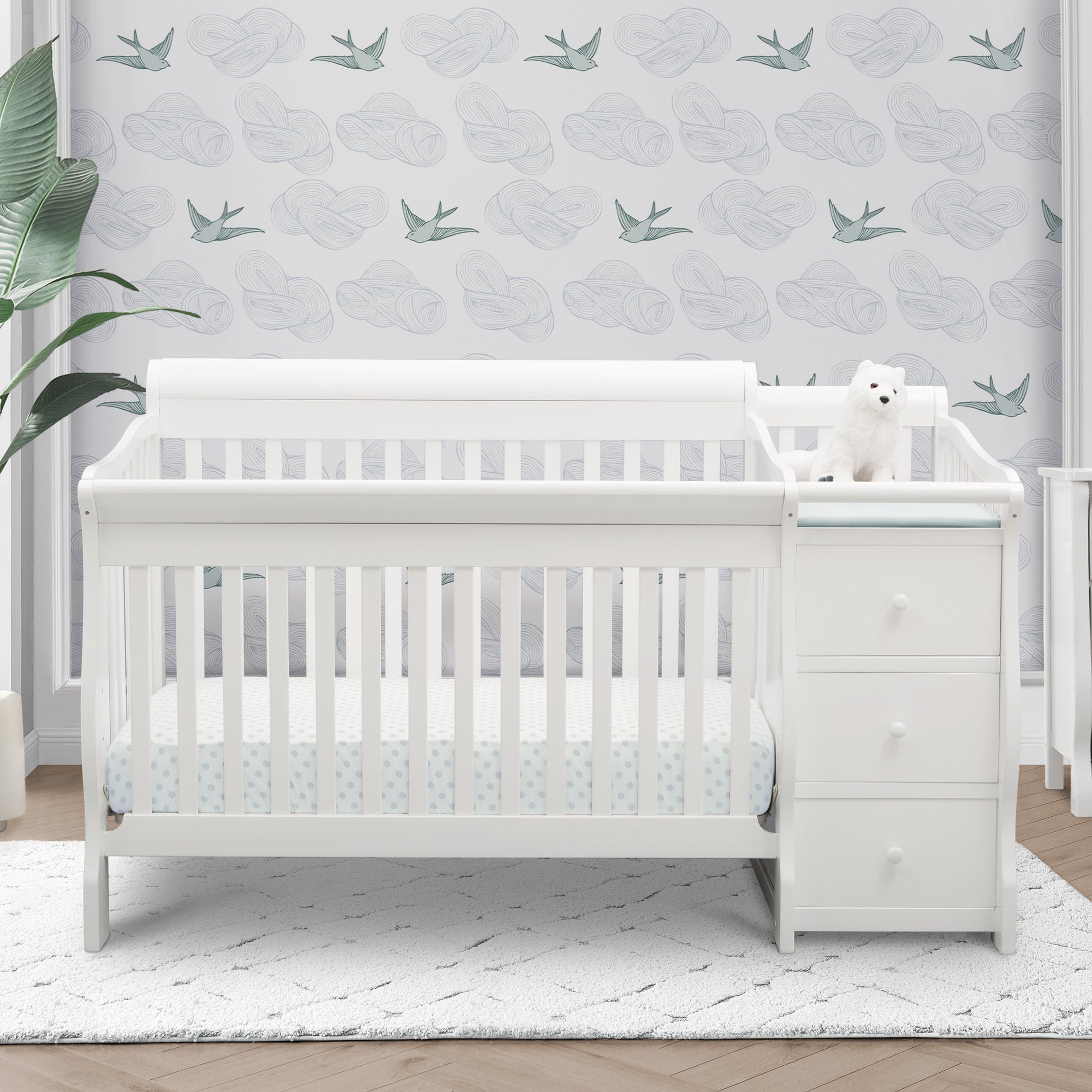 Princeton Junction 3-in-1 Convertible Baby Crib with Changer - White Nursery Furniture for Newborn to Toddler | Perfect for Small Spaces & Modern Nurseries