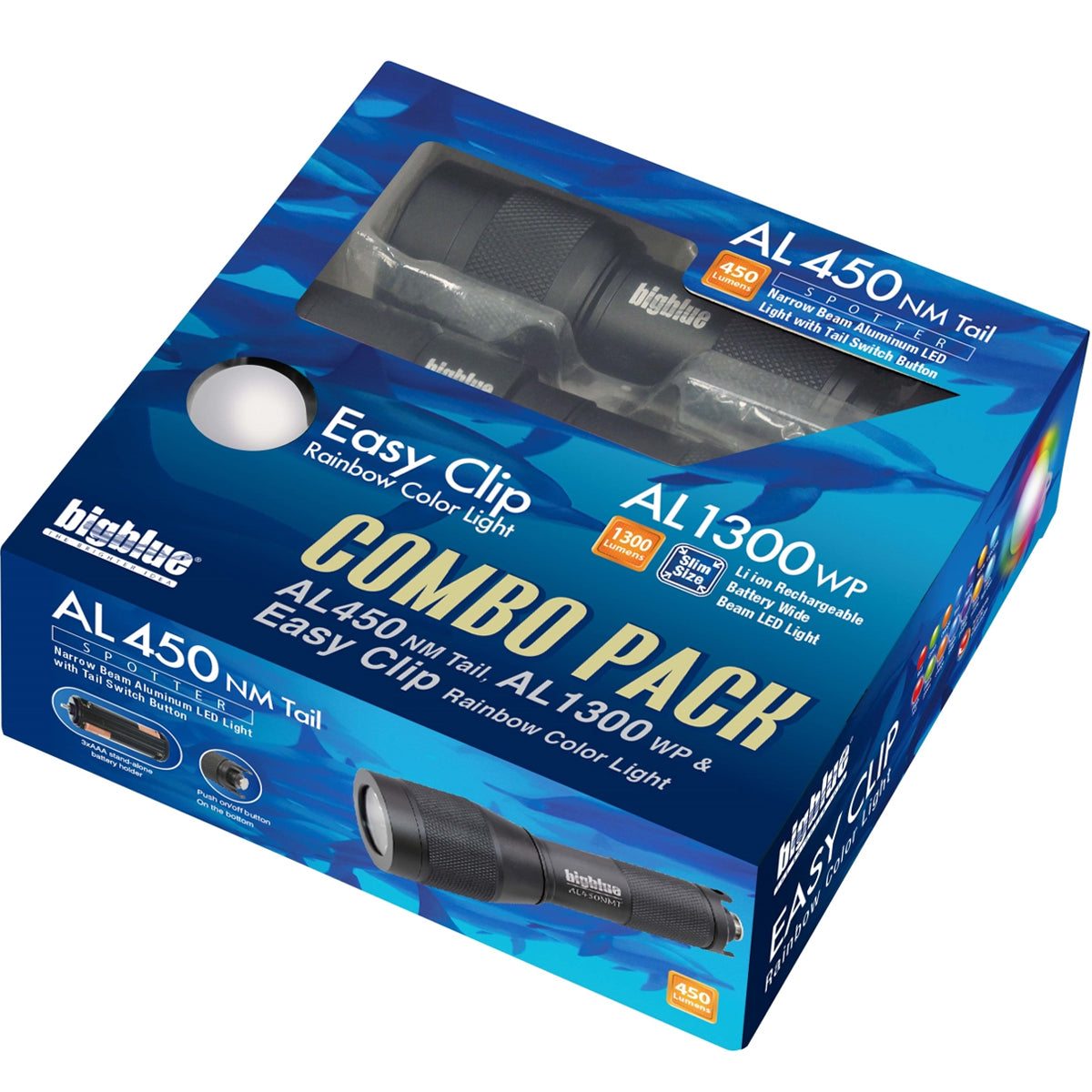 Bigblue AL1300NP + AL450NM Underwater Camera Flash Combo Pack for Scuba Diving and Marine Photography