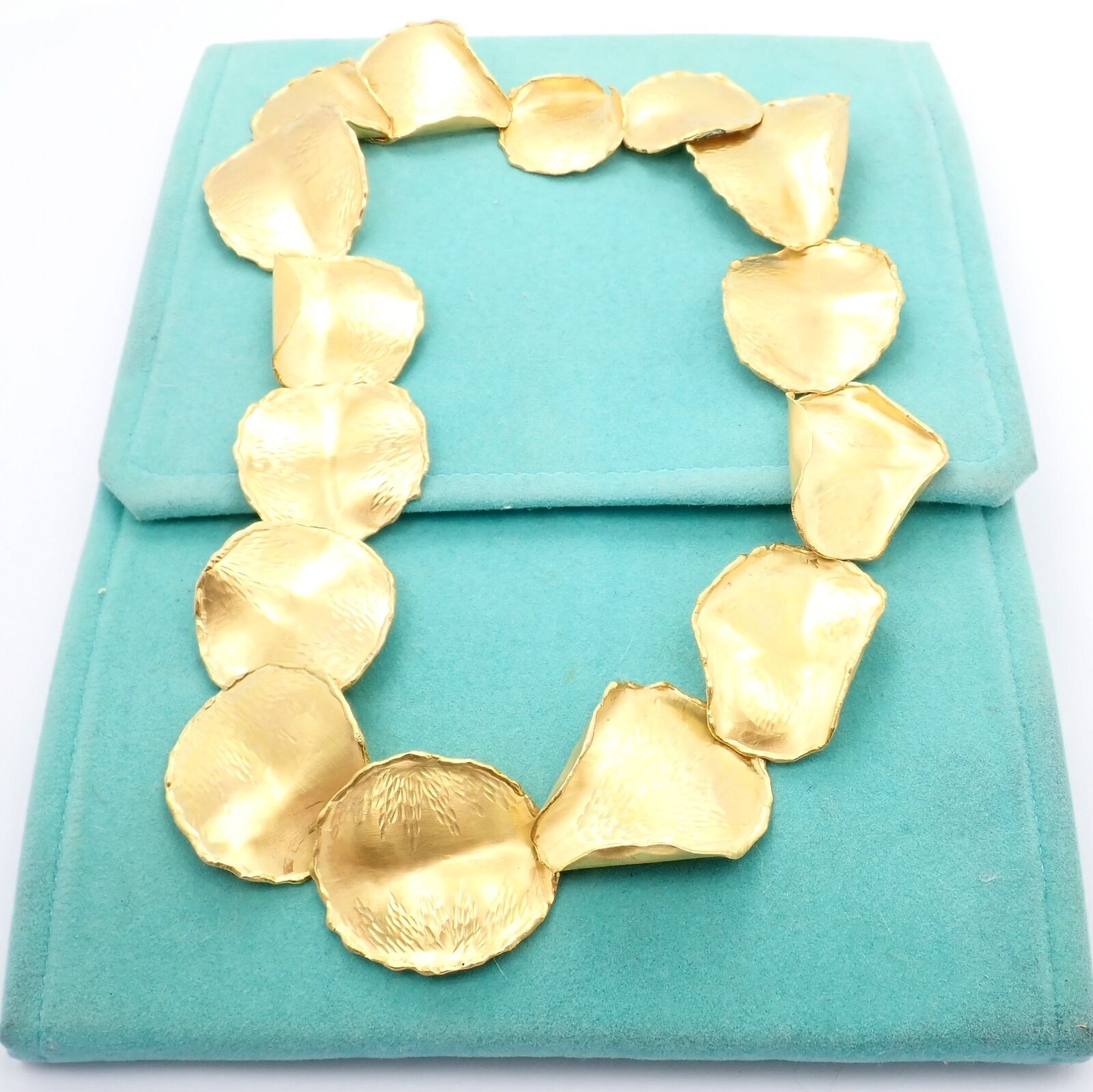 Authentic Tiffany & Co Angela Cummings 18k Yellow Gold Rose Petal Necklace Vintage 1979 - Elegant Jewelry Gift for Women, Perfect for Weddings, Anniversaries & Special Occasions
