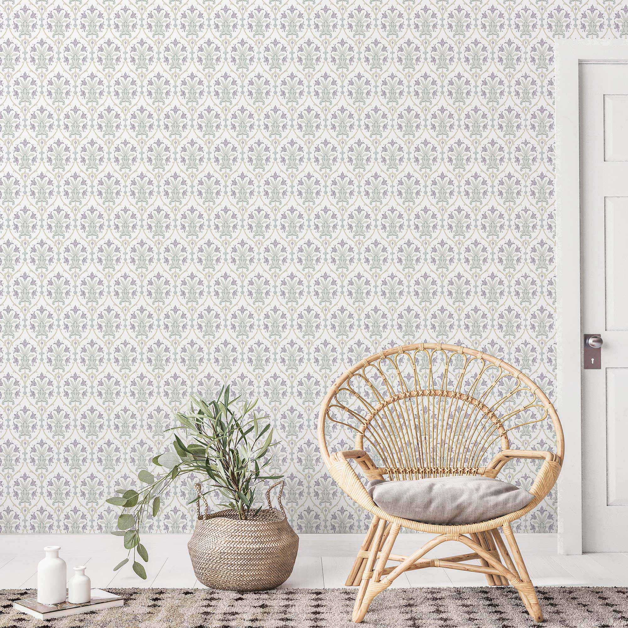 Purple Flowers Peel and Stick Removable Wallpaper - Self-Adhesive Decorative Wall Covering for Bedroom, Living Room & Home Decor