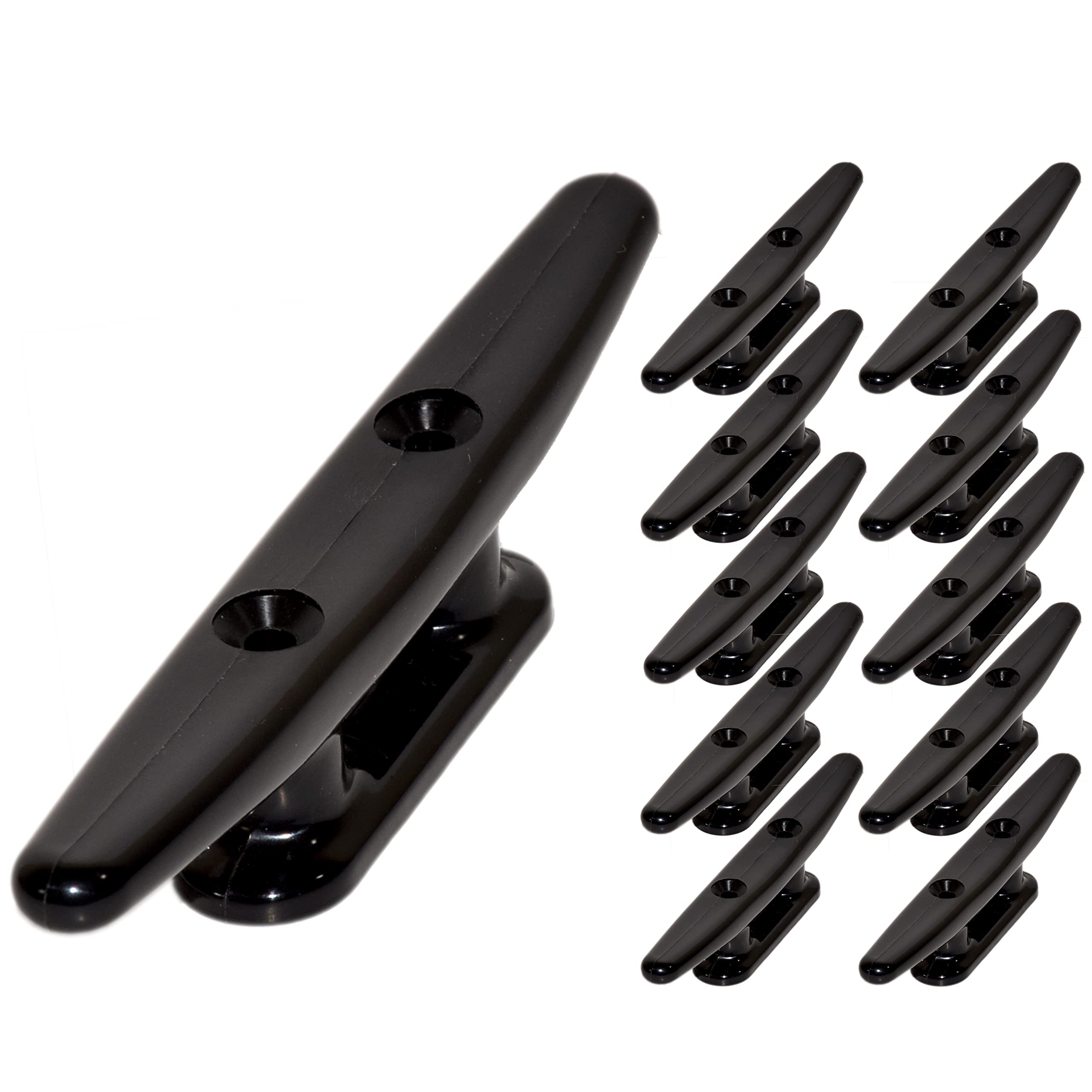QPURO 6 Inch Black Nylon Boat Cleat (2/5/10 Pack) - Heavy Duty Marine Rope Cleat for Kayak, Boat Dock, Sailboat - Perfect for Marine Safety, Deck Organization & Nautical Decor - Ideal for Docking, Mooring & Watercraft Security