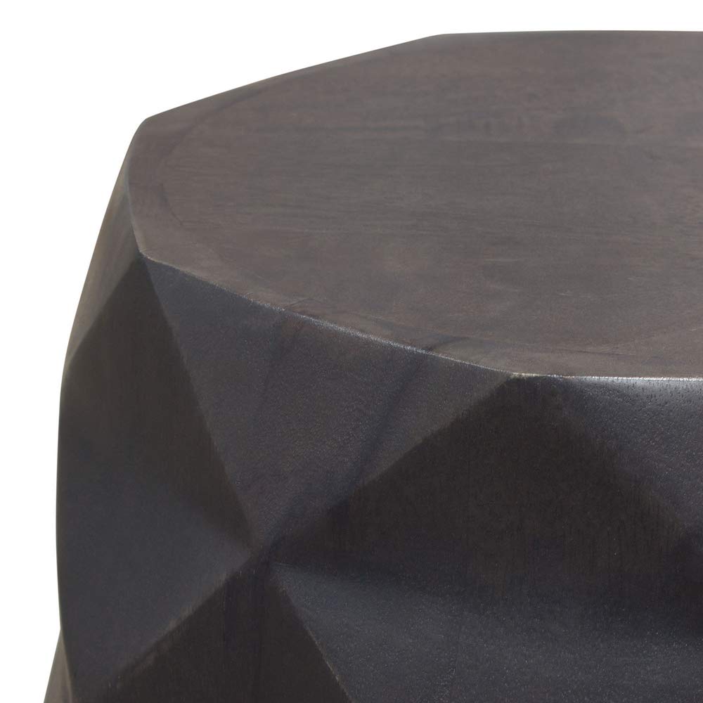 Fig Diamond Sofa Solid Mango Wood Accent Table in Grey Finish - Modern Side Table for Living Room, Bedroom & Office - Perfect for Coffee, Books & Decor