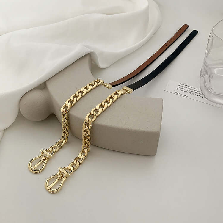 Asymmetric Cool Leather Half Chain Choker Necklace for Women | Gothic Punk Rock Fashion Accessory | Perfect for Concerts, Parties and Everyday Wear | HN940