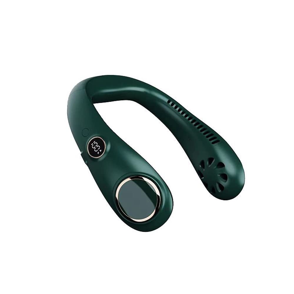 Portable Neck Fan - Personal Bladeless Cooling Fan with USB Charging, 3 Speed Settings, Ultra Quiet for Travel, Home, Office, Shopping & Sports | Perfect for Outdoor Activities, Work & Summer Use (Green)