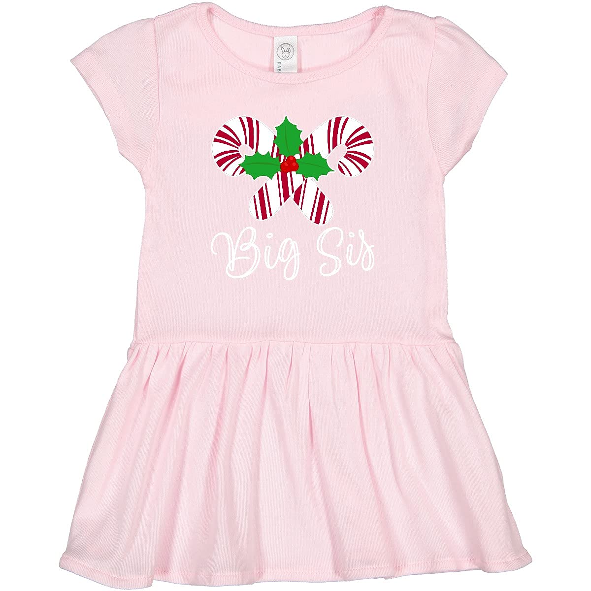 Inktastic Big Sis Christmas Candy Cane Sister Toddler Dress - Cute Holiday Outfit for Toddler Girls, Matching Sister Christmas Dress for Family Photos & Festive Celebrations