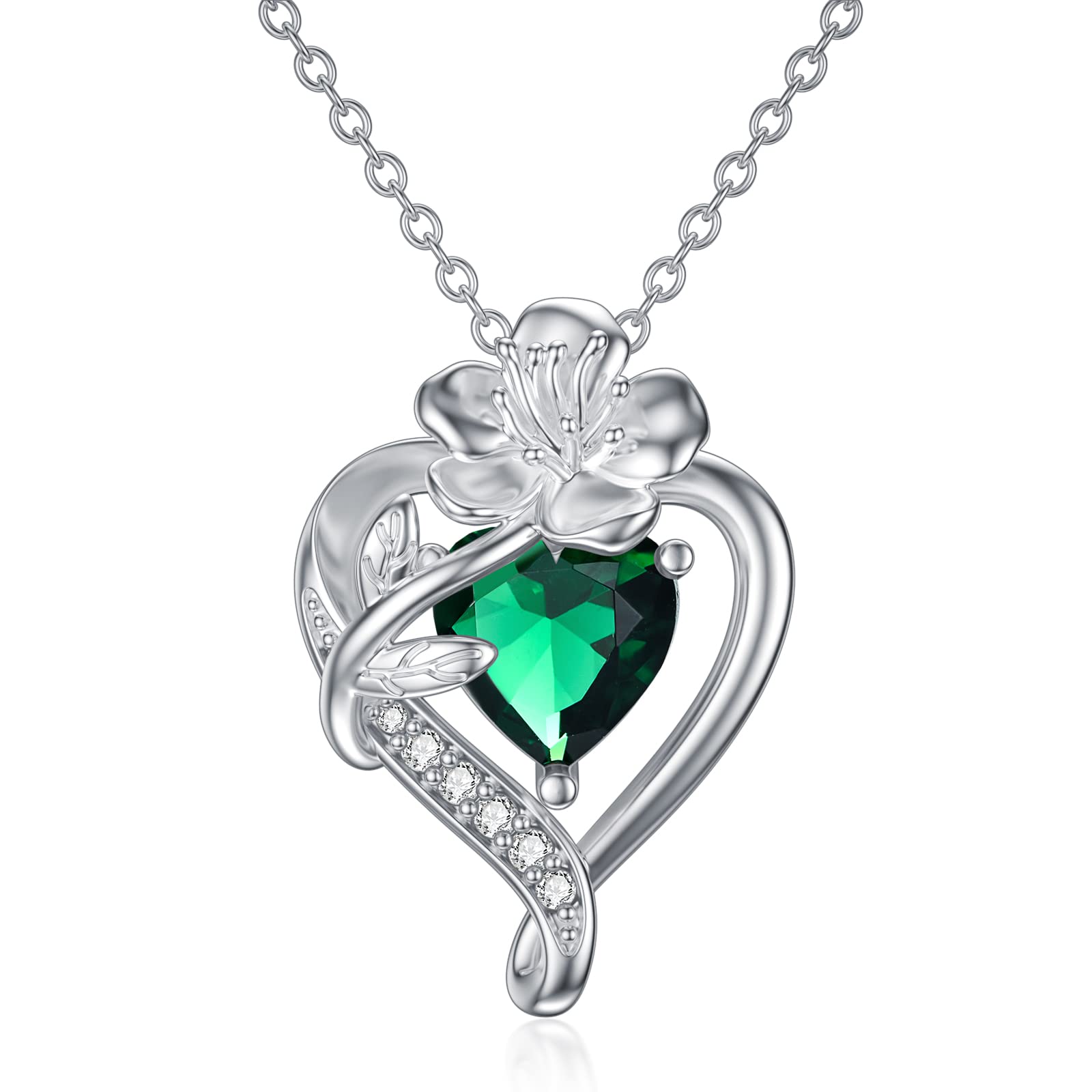 Birthstone Necklace for Women - S925 Sterling Silver Flower Pendant Jewelry | Personalized Birthday Gift for Her, Wife, Girlfriend | Christmas, Anniversary & Valentine's Day Present | Elegant Everyday Wear & Special Occasion Accessory