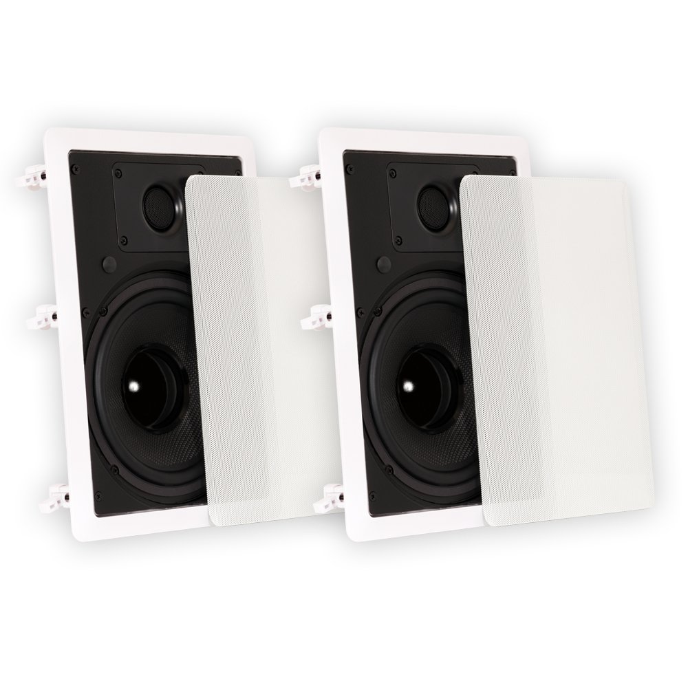 Theater Solutions TS80W 8-Inch In-Wall Speakers - White Pair for Surround Sound & Home Theater | Perfect for Living Rooms, Bedrooms & Home Cinemas