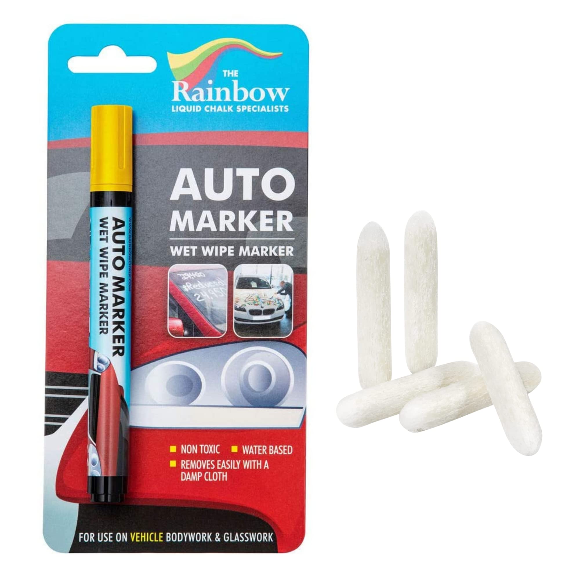 5-Pack Yellow Car Marker Pens - 5mm Narrow Tip Auto Writing Pen for Windows, Glass, Tires & All Surfaces - Wet Erase Removable Markers for Motorcycles, Trucks & Bicycles - Perfect for Vehicle Maintenance, DIY Projects & Temporary Labeling